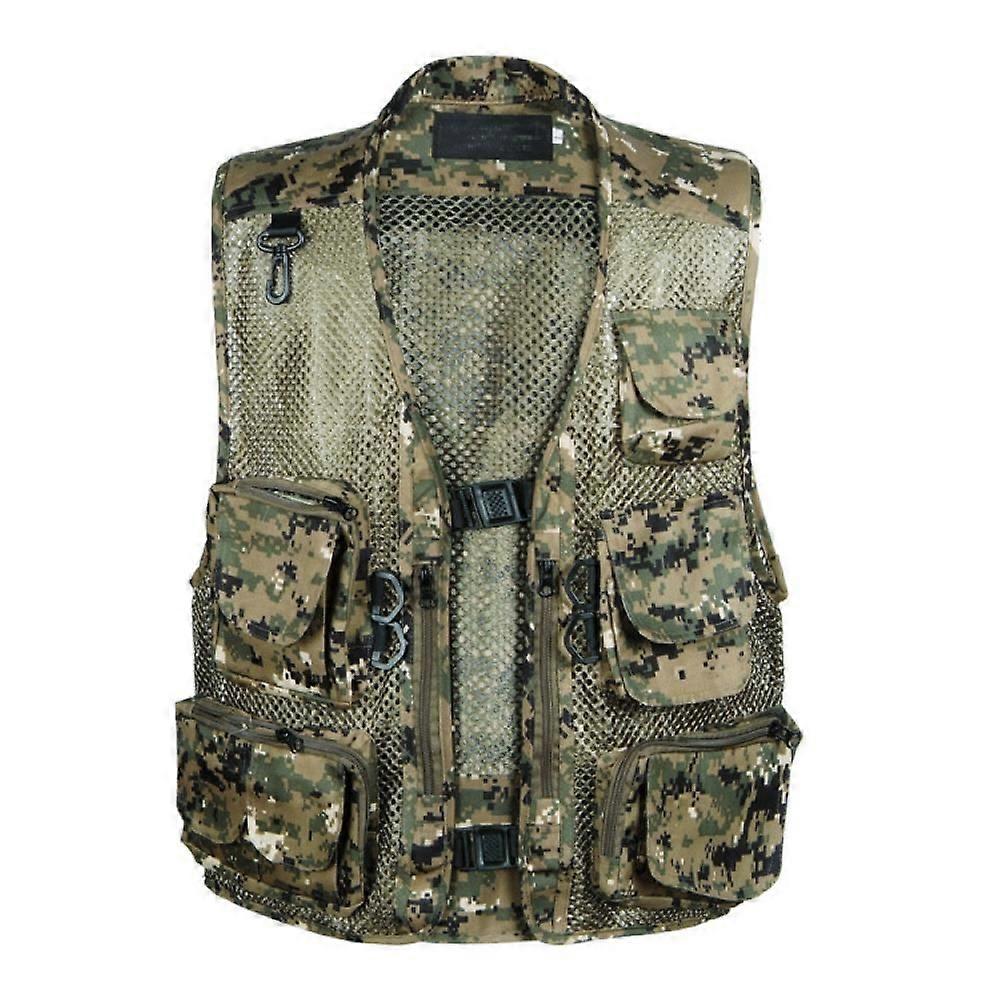 Herren Angeln Outdoor Utility Jagd Klettern Taktische Tarnung Mesh Herausnehmbare Weste mit mehreren TaschenCamouflage grün