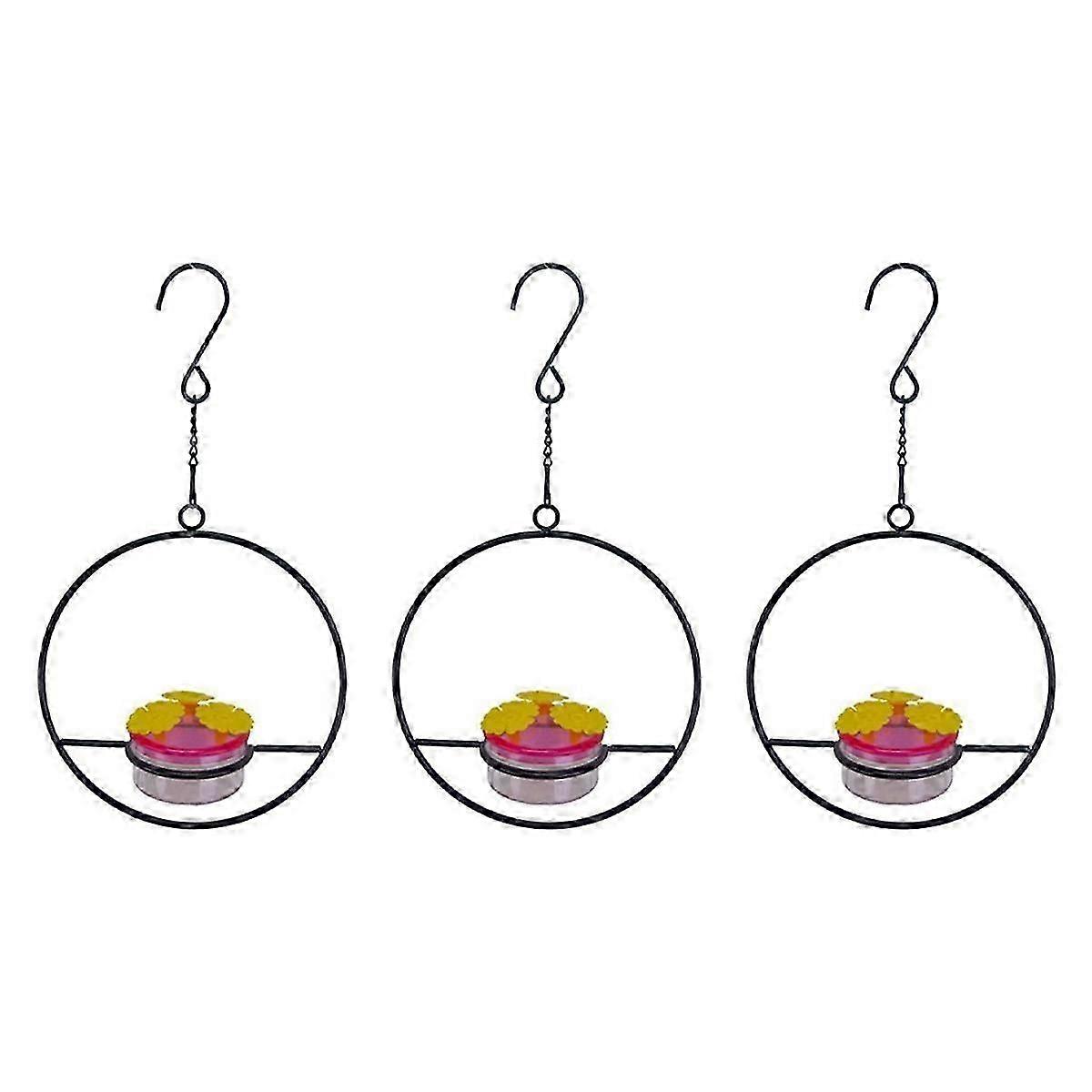 3 Pcs Hanging Hummingbird Feeder, Stackable Hanging Humming Bird Feeder with Metal Frame & Red Plas