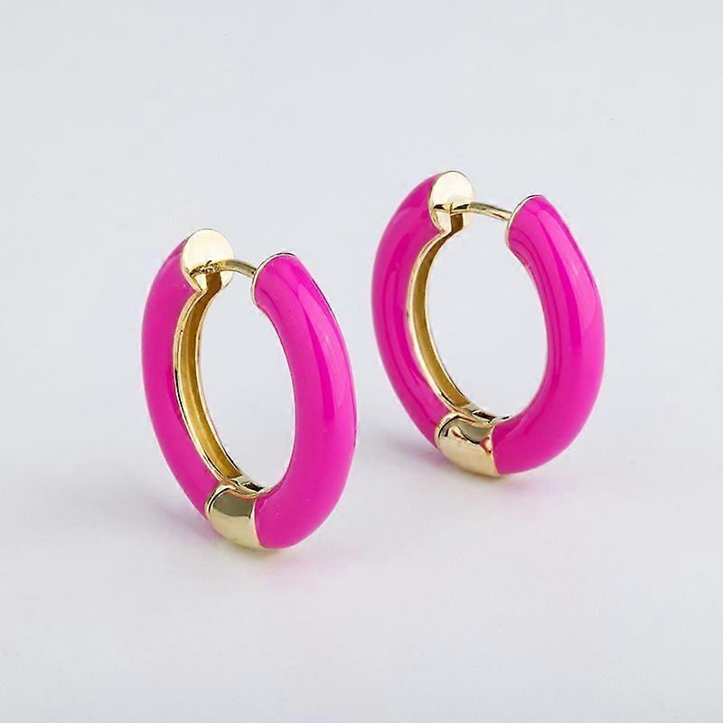 עגילי חישוק קטנים לנשים, ציפוי זהב 14K היפואלרגני חמוד אמייל האגי עגיל מתנות לבנות