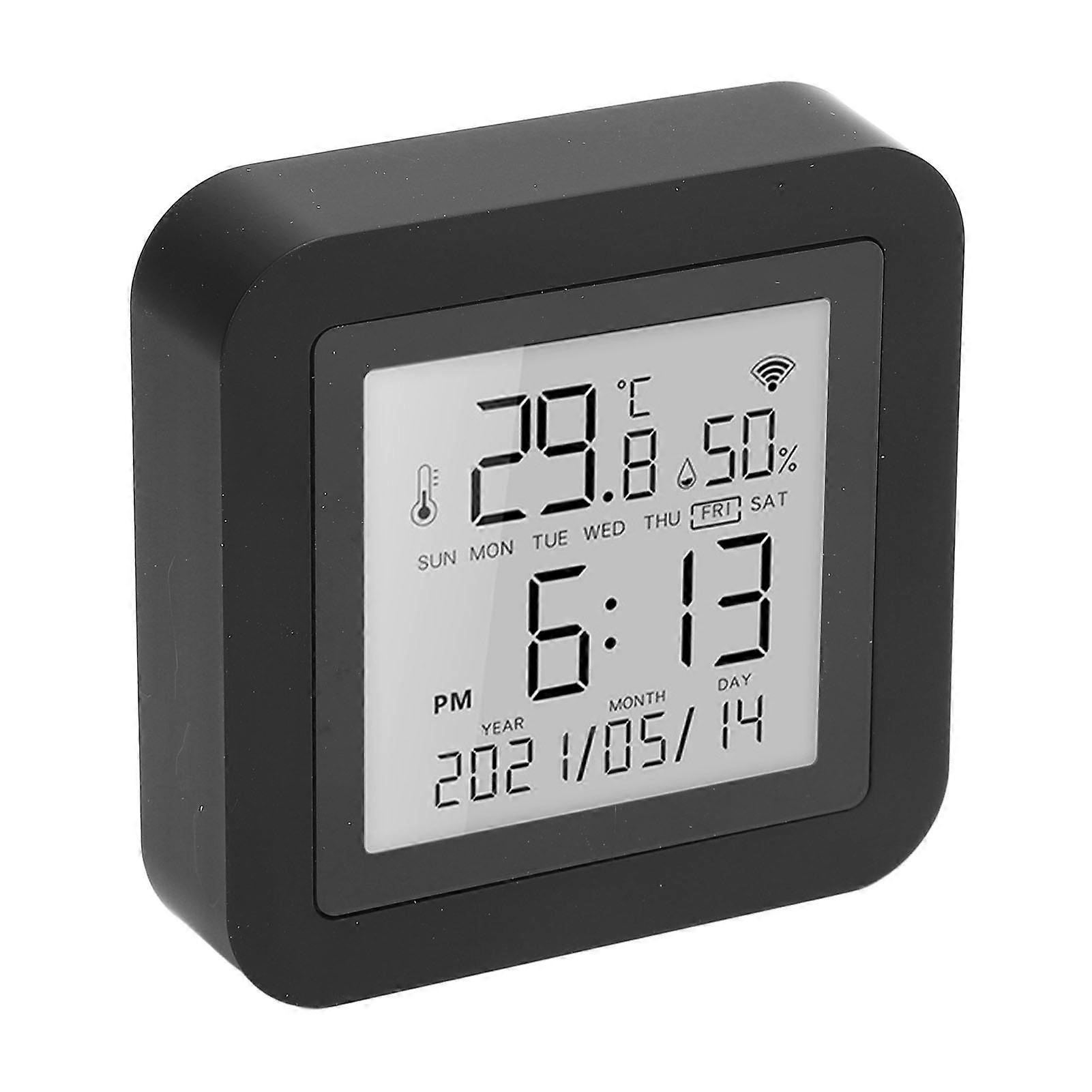Digital Hygrometer Thermometer LCD Backlit Display Data Storage Smart Temperature Humidity Meter Black USB Plug in 