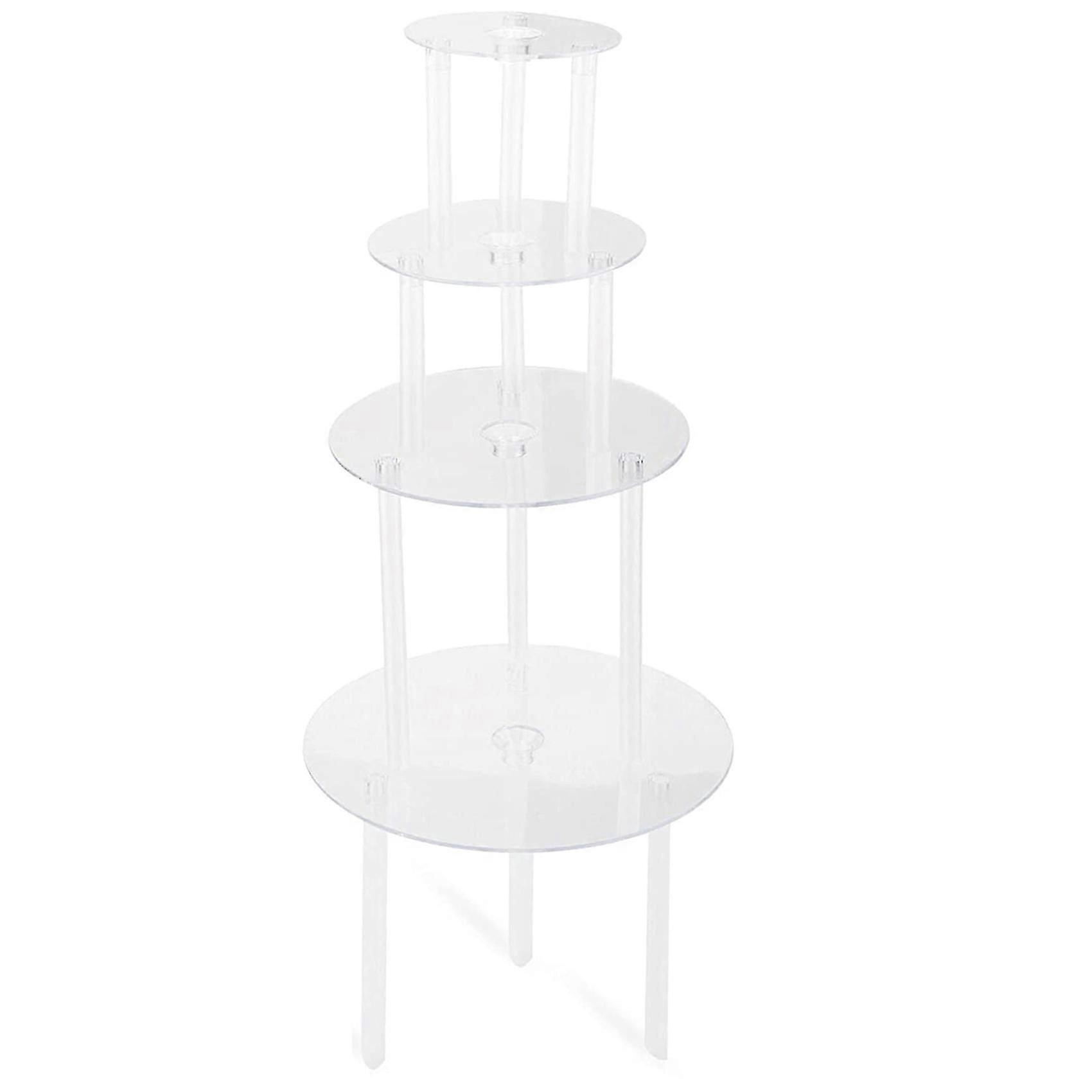 Assiette à gâteau 4 supports à gâteau réutilisables avec 12 tiges de goujon en plastique Supports à gâteau pour Multi-T