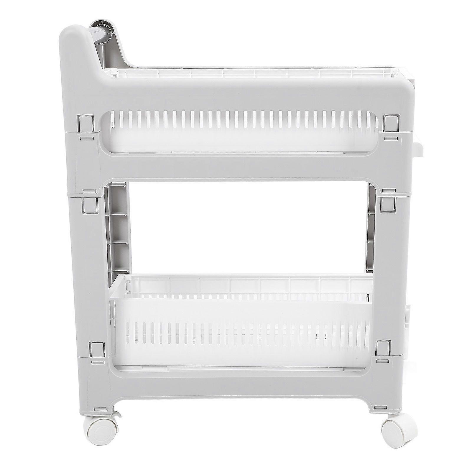 Storage Cart Pull Out Basket Design Universal Wheel Large Capacity Storage Organizer Trolley with Brake for Home 2 Tier