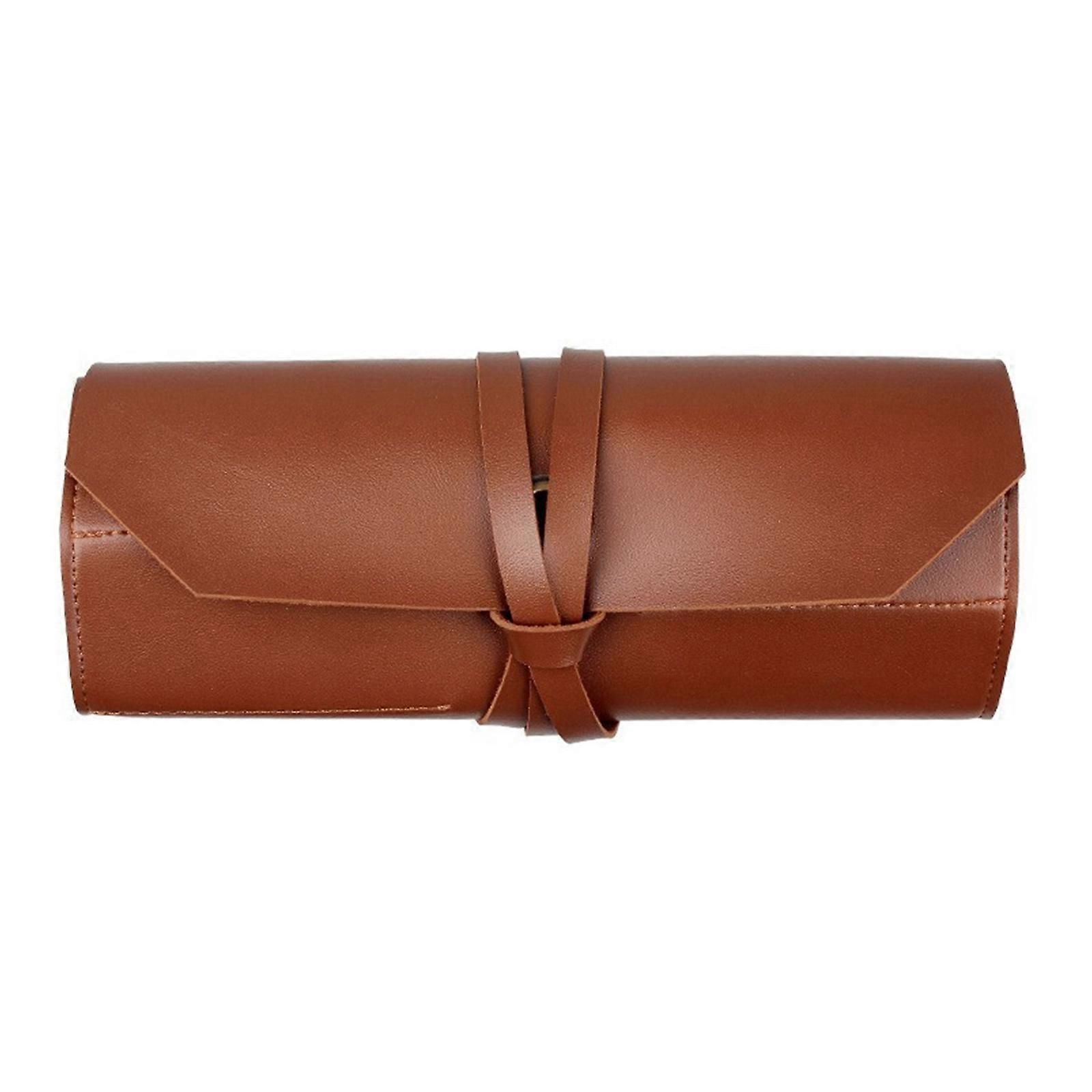 PU Tool Roll Up Pouch PU Tool Wrench Roll Chisel Bag Portable Carry Pouch Workshop Storage Woodworking Tool Brown