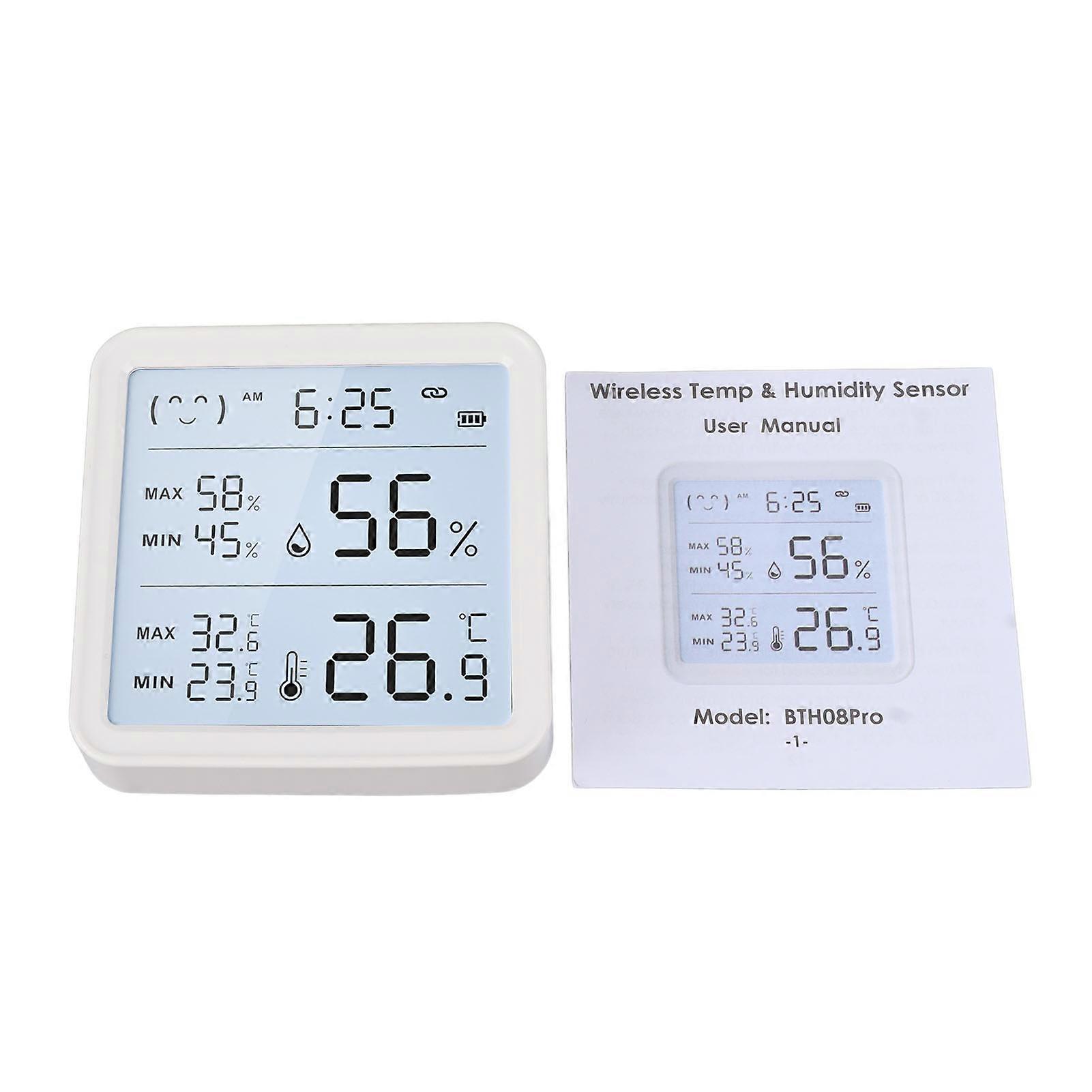 Smart Bluetooth WiFi Temp & Humidity Sensor - LCD Display, Alerts, Energy Efficient