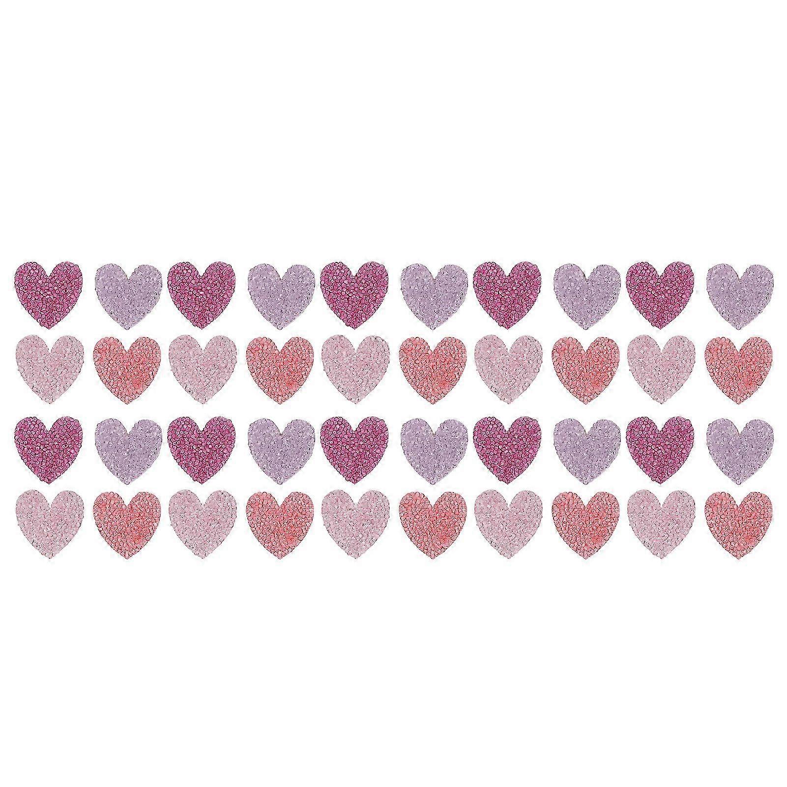 40pcs Heart Shape Rhinestone Patches Fashionable Shiny Multipurpose DIY Iron On Patches for Clothes Shoes Hats