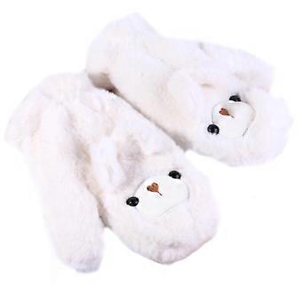 Furry Hat Head Wrap Furry Bear Gloves Thicken Hood for Women Outdoor Wear Thicken Ear for Winter Sports Cycling Skiing  gloves hat milky whi