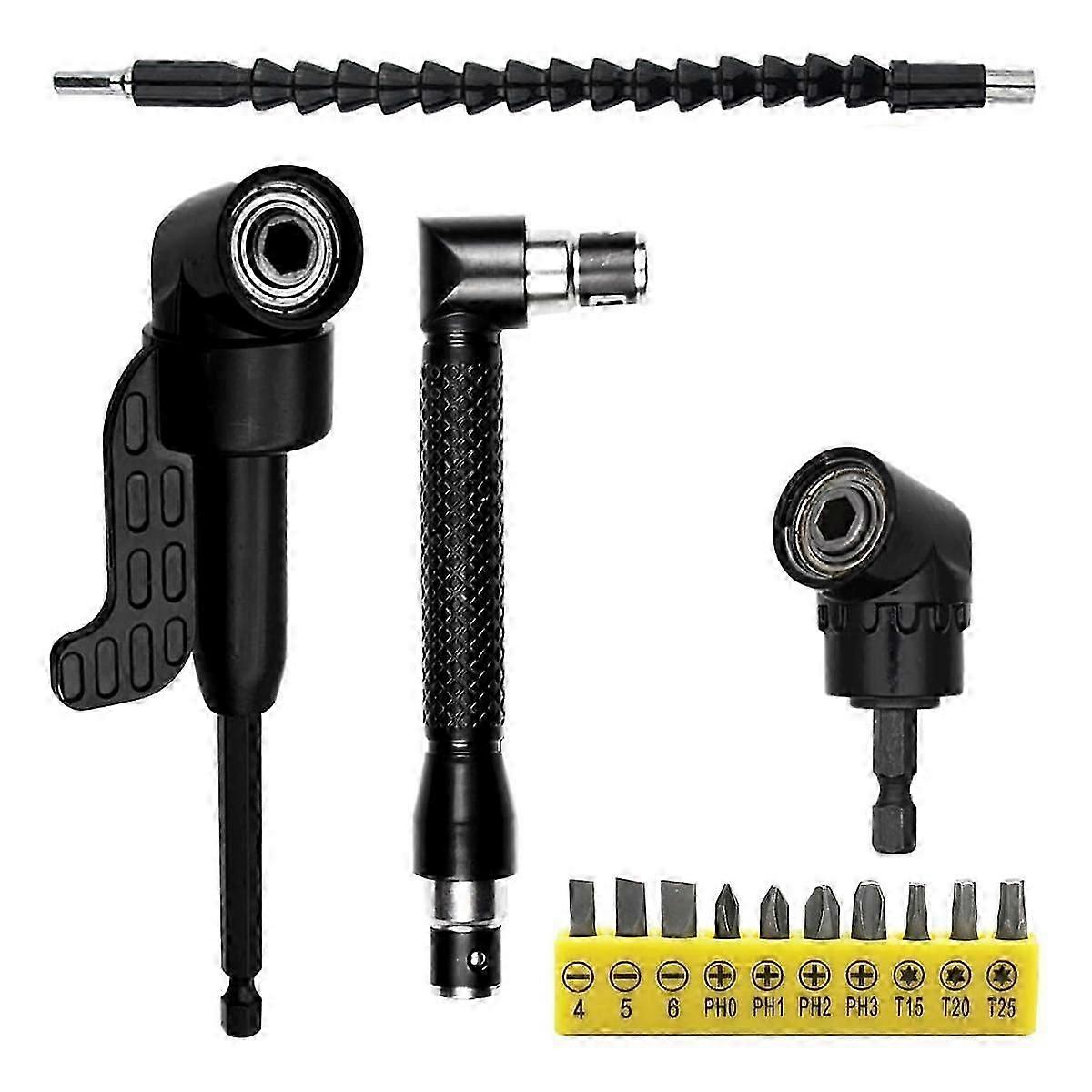14 Piece Angle Screwdriver Set, 105 Angle Attachment for Cordless Screwdrivers, Angle Screwdriver