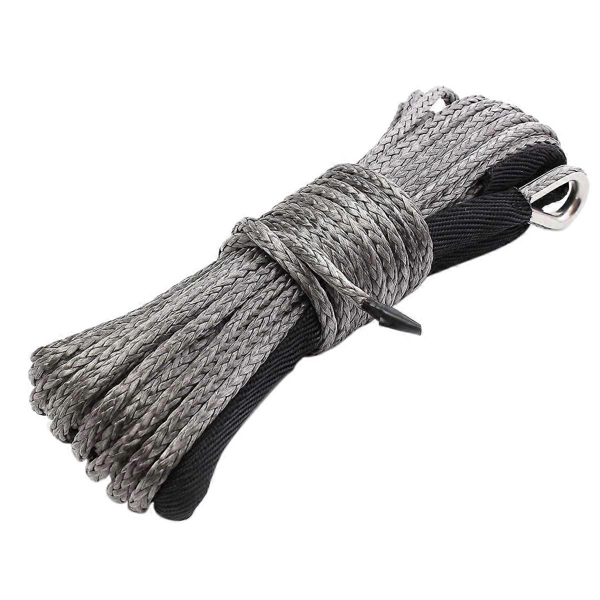 Synthetic Winch Rope, 15M 7700 Lbs Winch Line Cable Rope with Protective Sleeve Maintenance String f