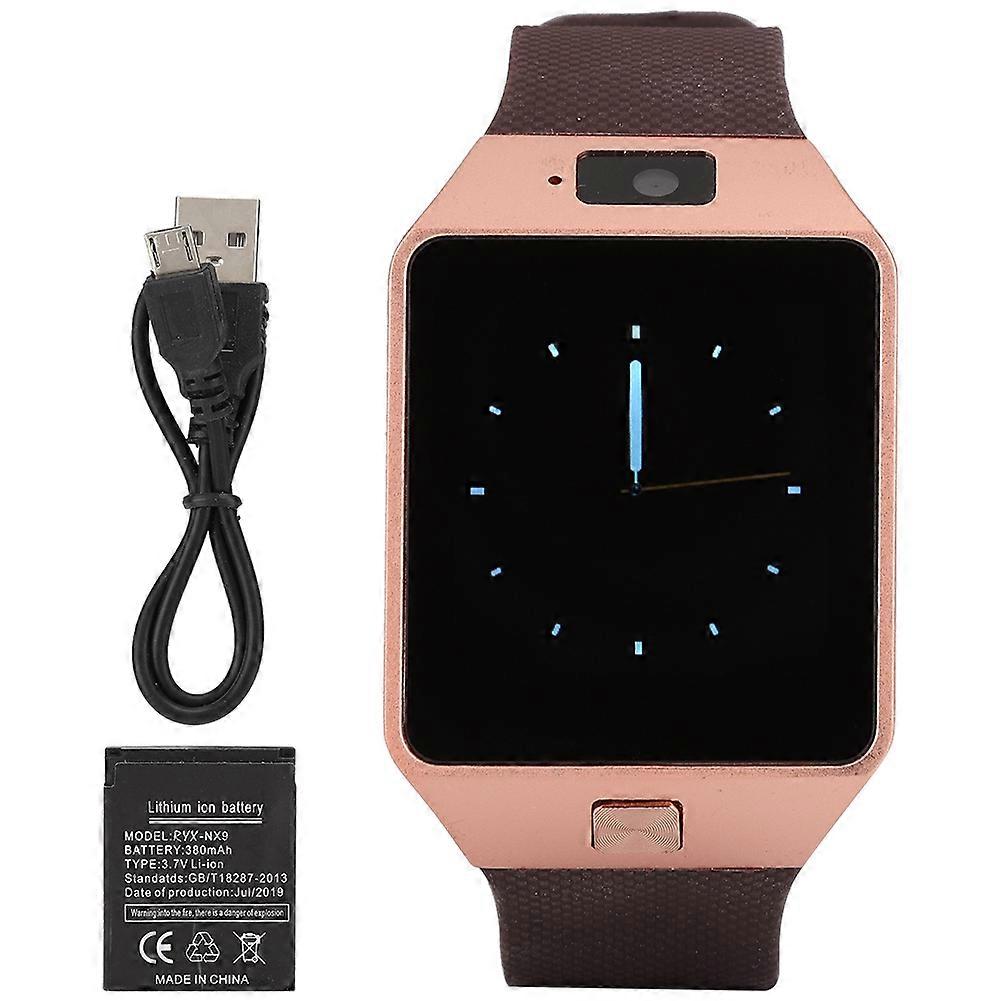 DZ09 Plug-in Memory Card Touch Screen GSM Camera Bluetooth Smart Phone Watch (Gold)