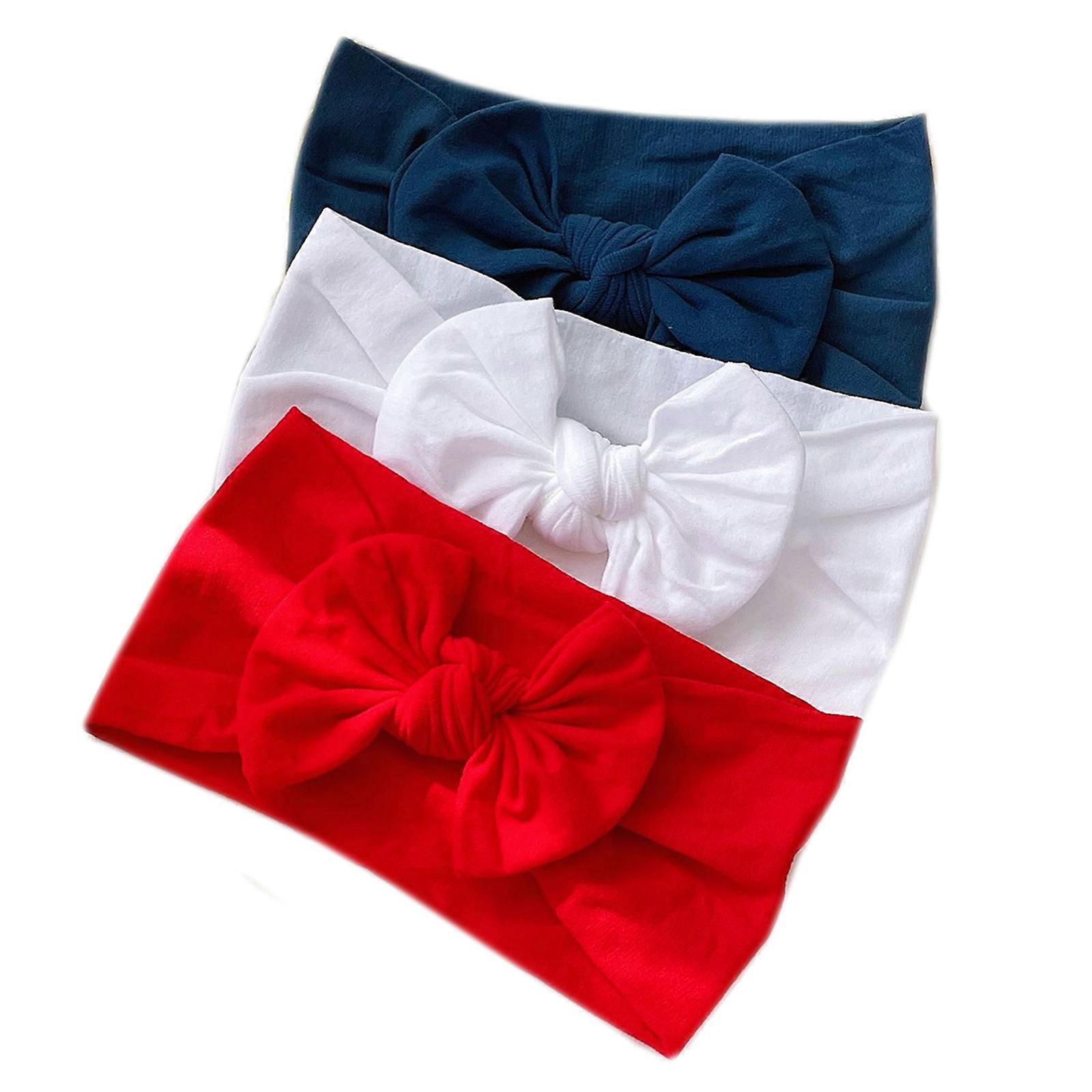3 Pack Baby Turban Headband Baby Nylon Headbands Bowknot Headbands Stretchy Soft Wide Headbands for Babies Elastic  SET1