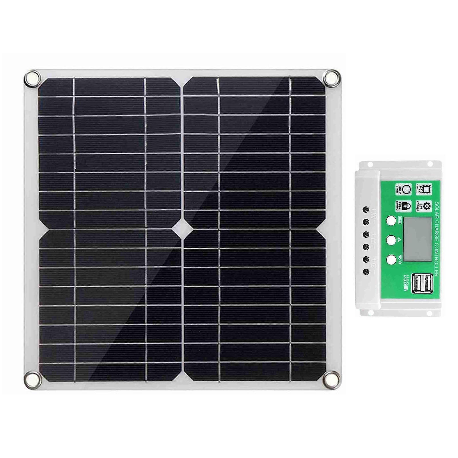 20 Watt 12 Volt Solar Panel Kit Monocrystalline Solar Panel + 100A PWM Charge Controller + Battery Clips 22% High-Efficiency for RV Boats Trailer Off