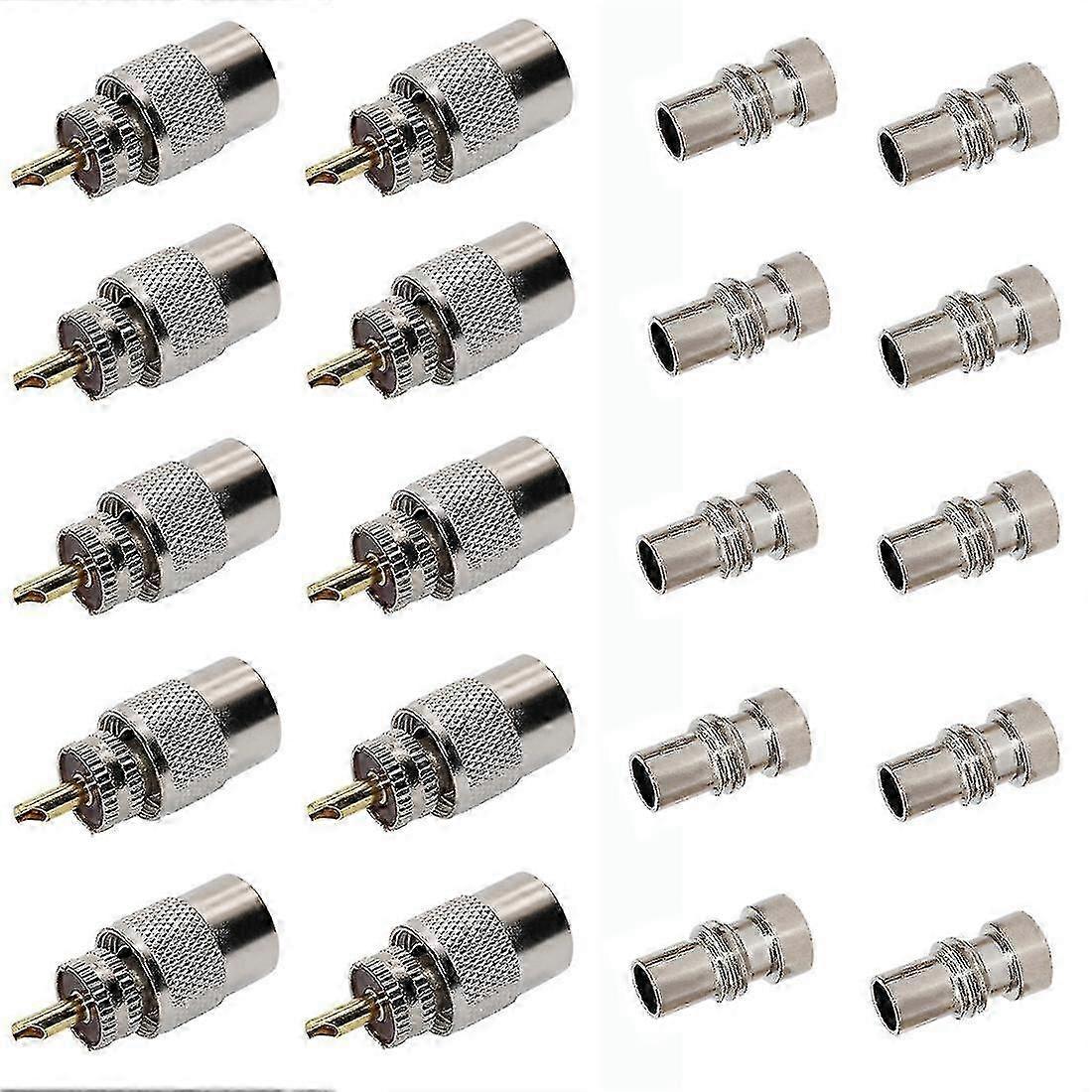 PL259 Solder Connector Plug 10-Pack with Reducer for RG8, RG-213 Coaxial Cable