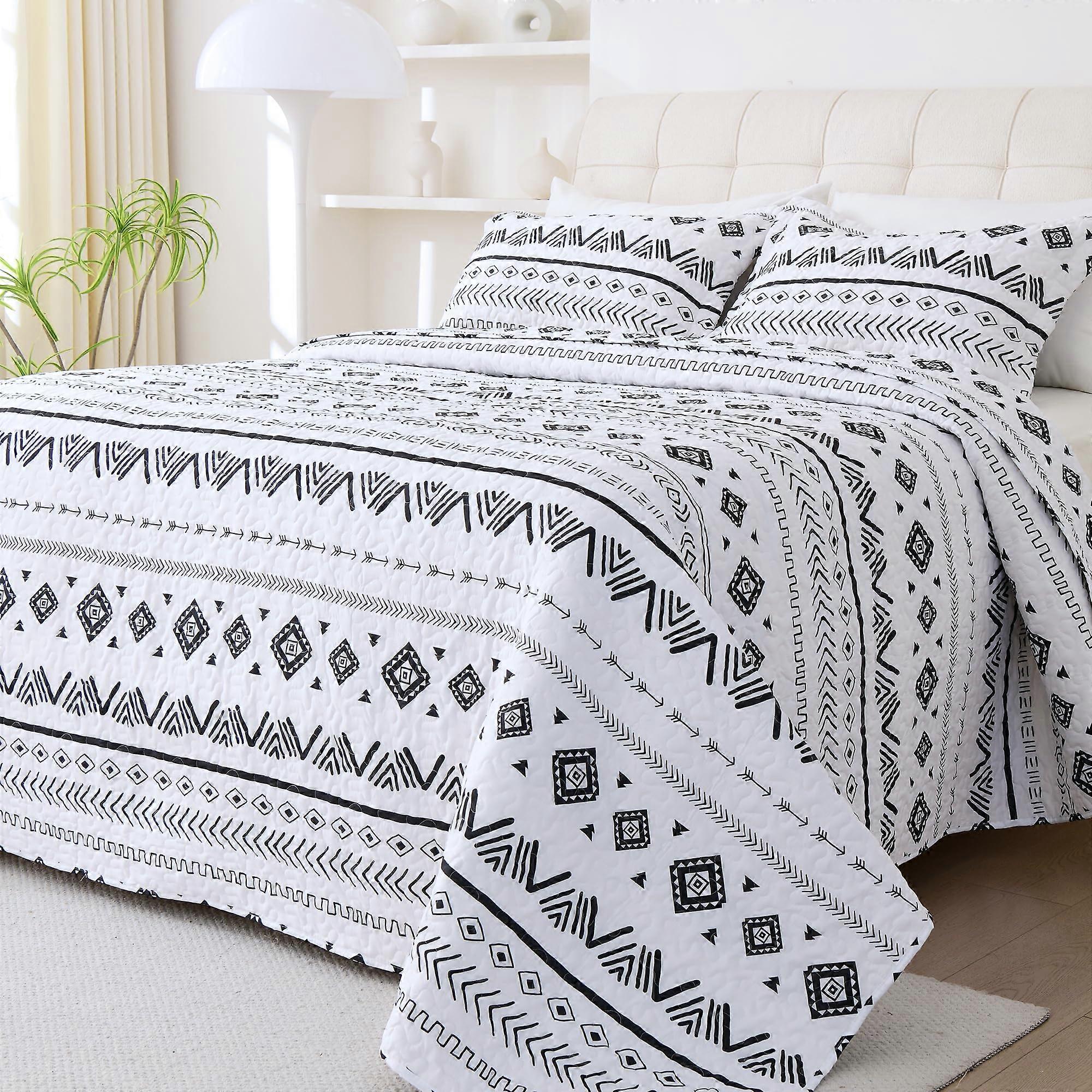 3 Pieces Boho Quilt Set Summer Bedspread Queen Size 92"x96"