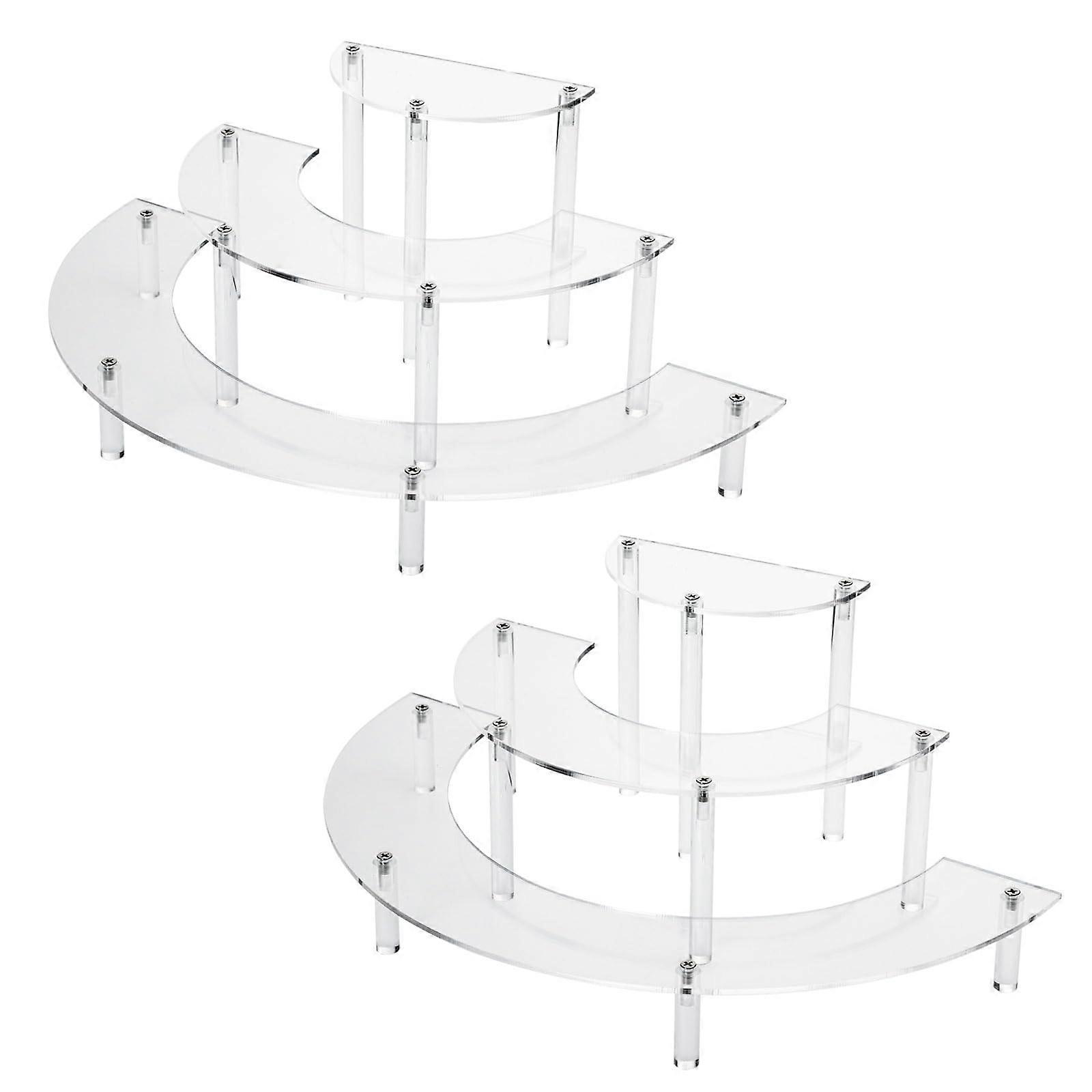 2 Set Clear Acrylic Display Risers Perfume Stand Organizer Half Moon