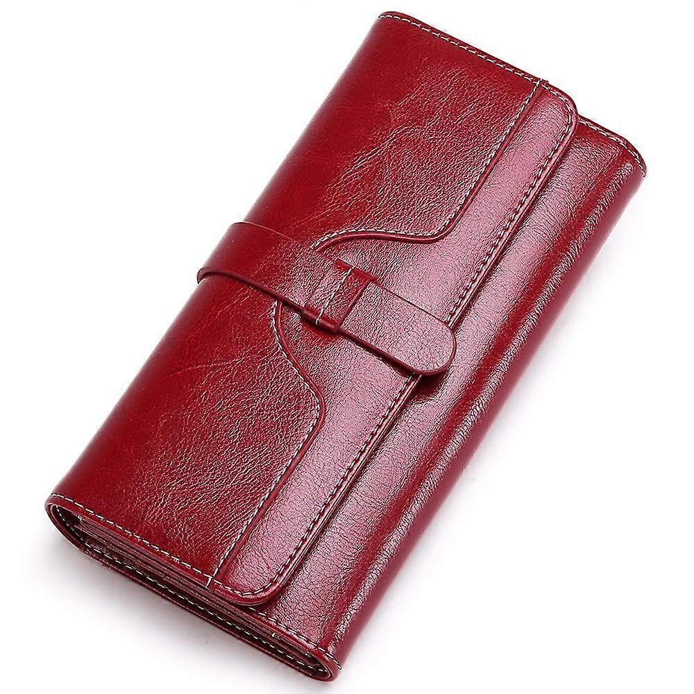 RFID Blocking Genuine Leather Trifold Wallet for Women with Credit Card Holder and ID Window, Compact Design