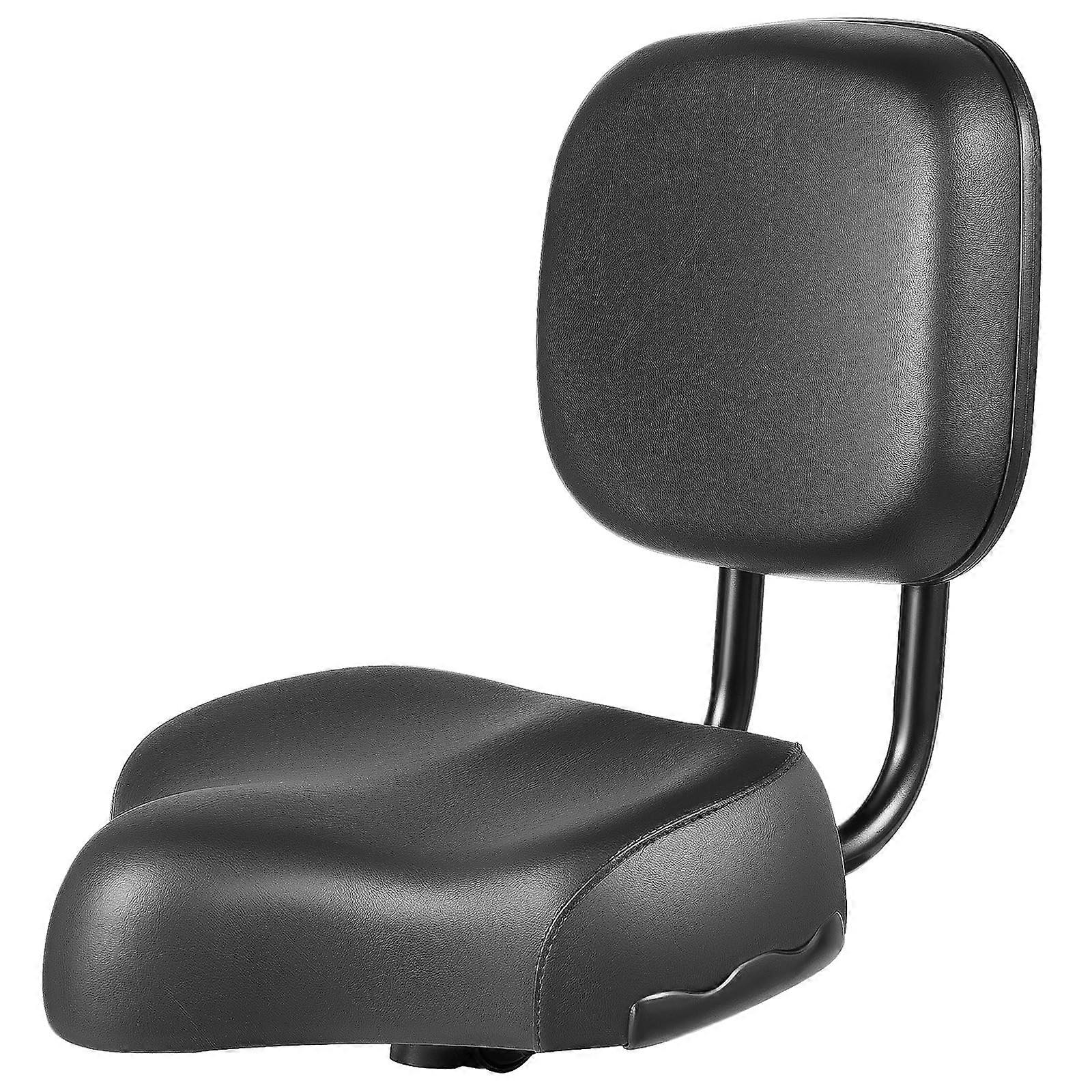 Bicycle Seat with Backrest - Extra Wide Ergonomic Design, Adjustable Back Cushion - High Elastic Leather Material