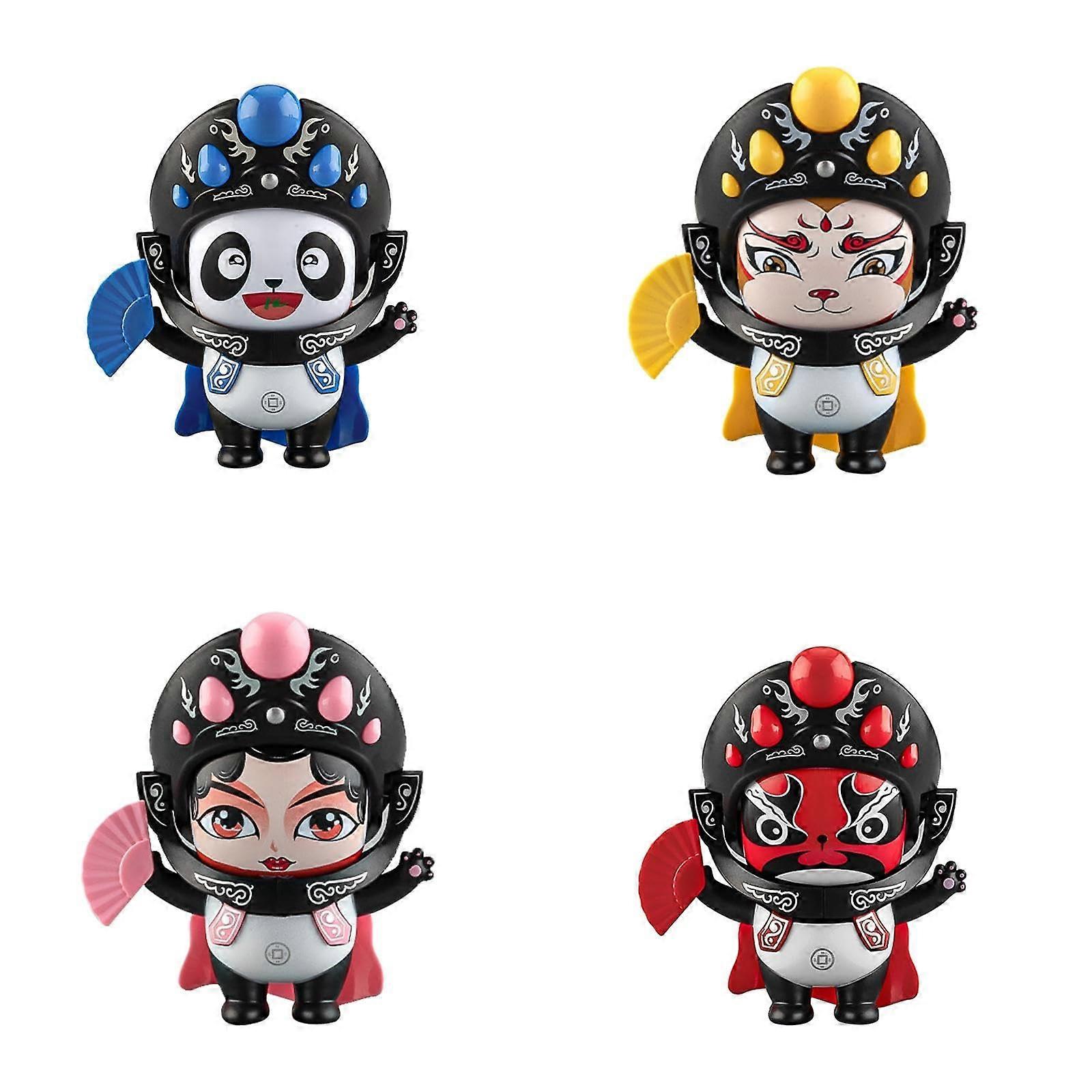 Sichuan Opera Face Changing Doll Set, Chinese Figurines with 5 Colorful Facial Makeups for Desktop Art and Souvenir Gift