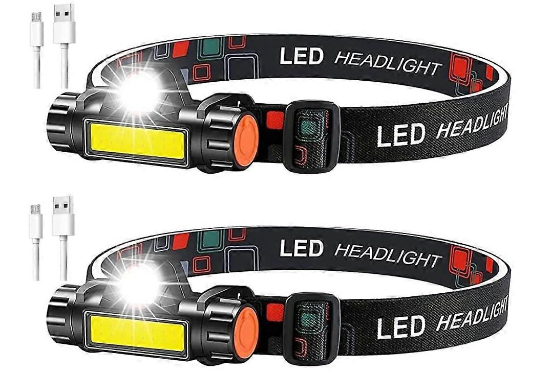 Rechargeable Headlamp, Powerful LED Head Lamp XPE+COB USB Portable Headlight Waterproof Head Torch Head Lamp for Walking Running Camping(Black)