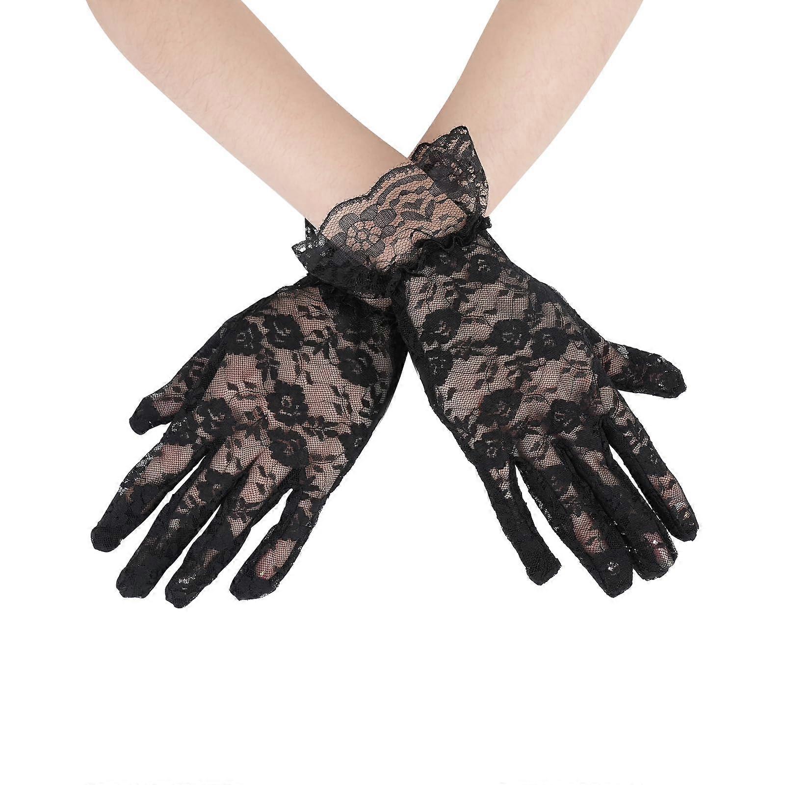 Black Lace Gloves for Women, Elegant Wedding and Opera Evening Gloves, Tea  Party Cosplay Accessories, Festival Wear | Fruugo US