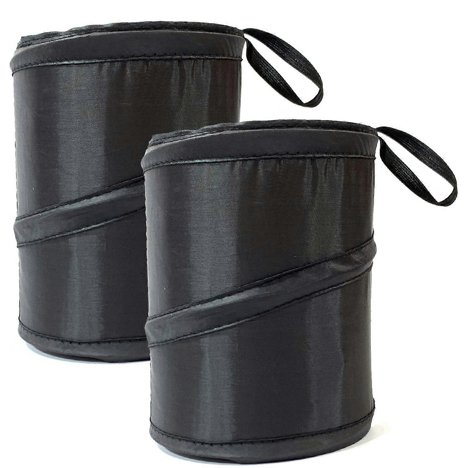 2 Pack Car Trash Can Collapsible, 1 Gallon Waterproof Mini Portable Garbage Bin in Black for Vehicle Use