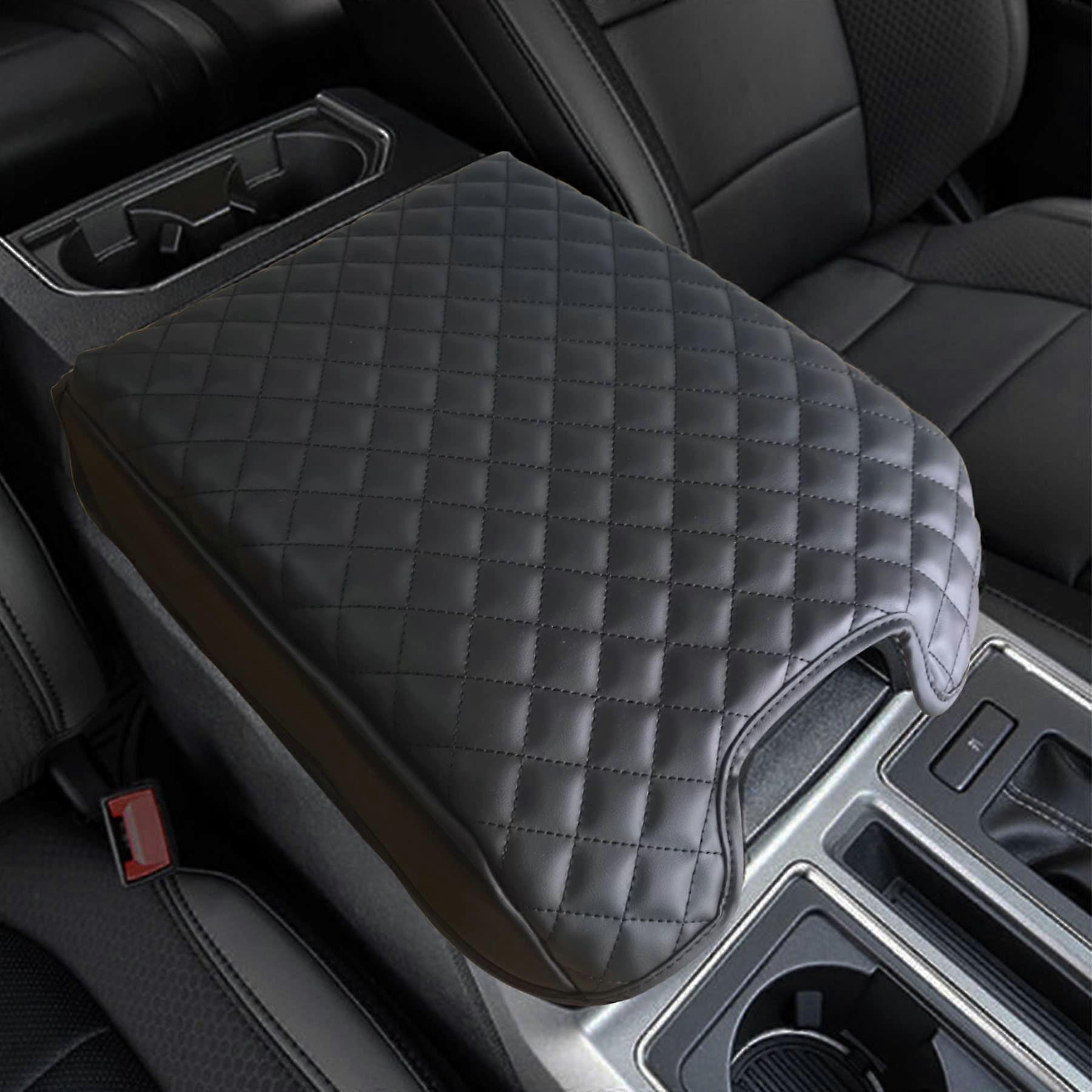Center Console Cover for Ford F150 2015-2020, F250 F350 F450 2017-2022, Expedition 2018-2024, Leather Armrest Box Lid