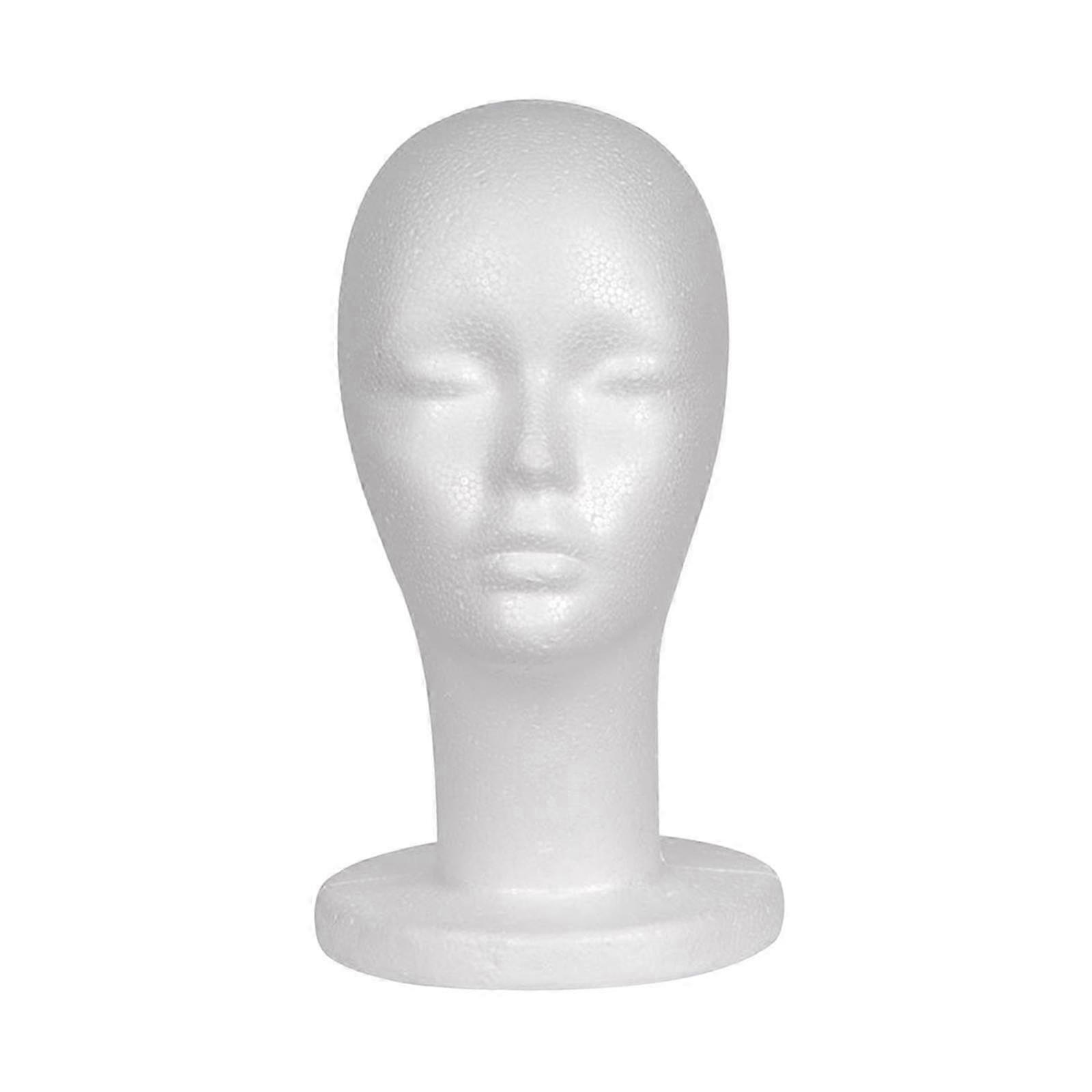 Foam Wig Head Mannequin Display Stand with Headphones Rack - Portable Multipurpose Foam Head for Home Salon Use