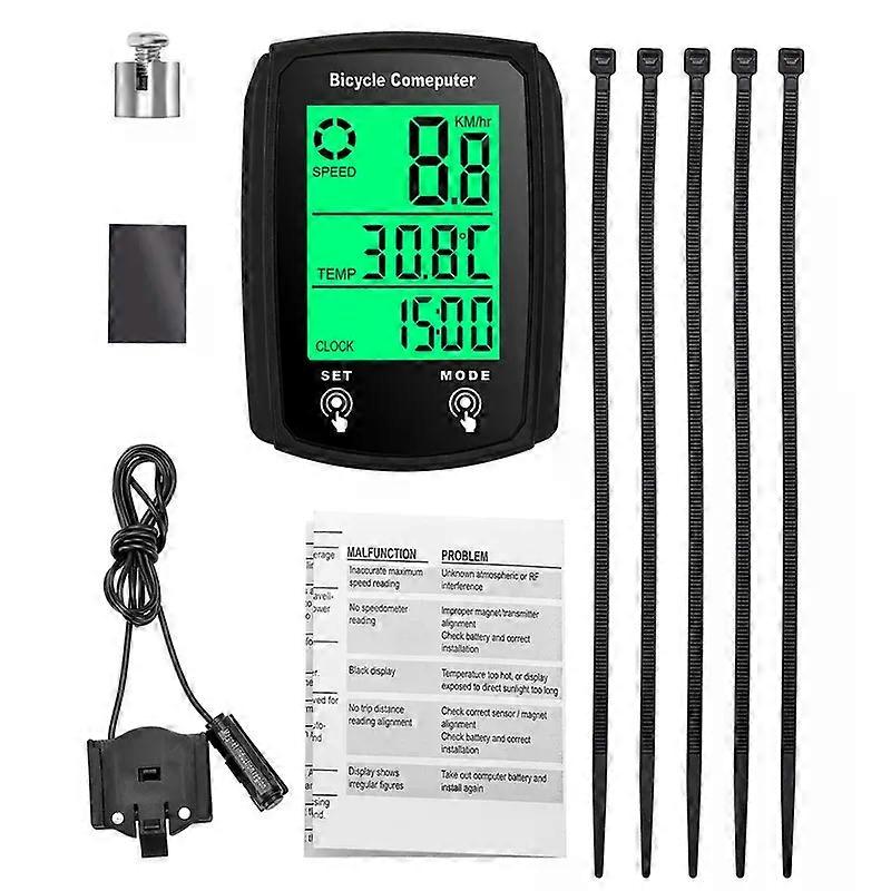 Waterproof Bike Computer, Wired Bicycle Speedometer Odometer Cycle Computer LCD Display with BacklightBicycle Computer