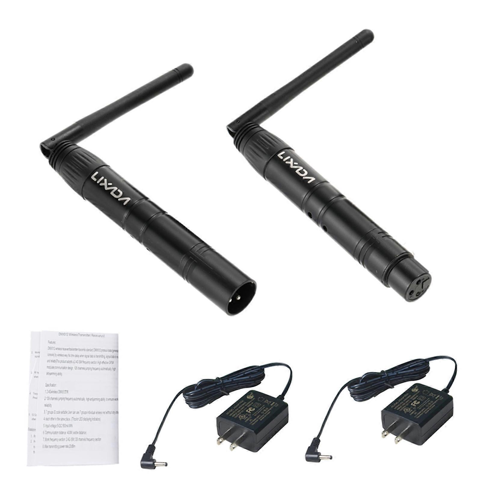 Lixada 2.4G ISM DMX512 Wireless XLR Transmitter Receiver LED Lighting for Stage PAR Party Light with Antenna