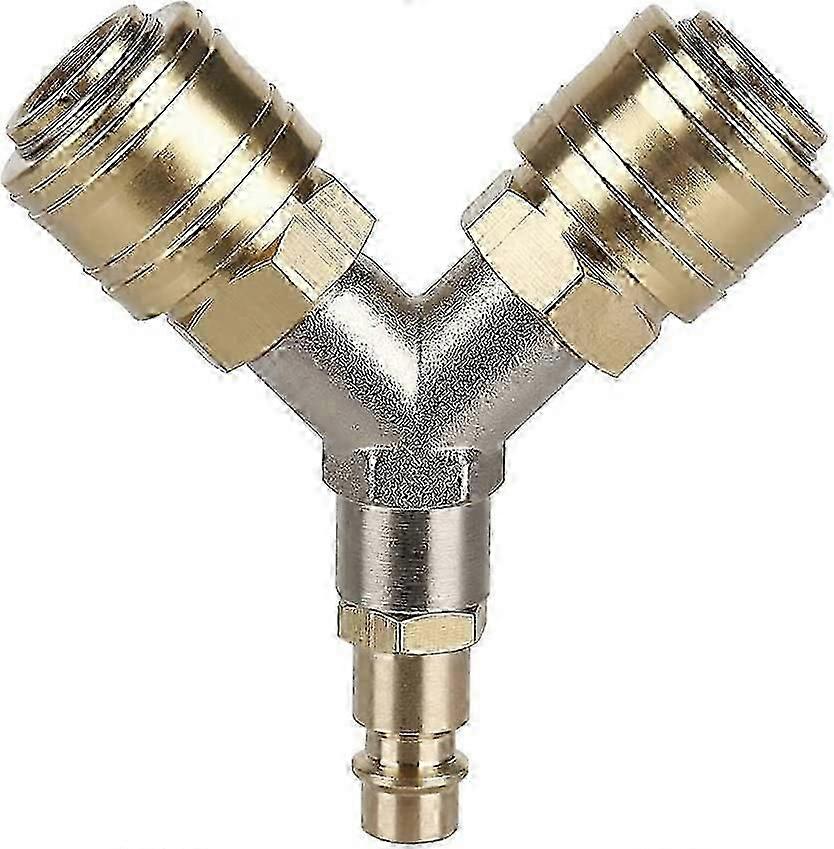 Rust Proof Brass Compressed Air Distributor, Connector & Switch with Two 1/4 Inch Threaded Connectors