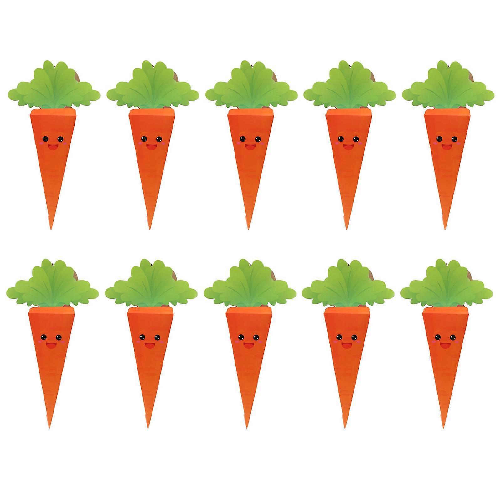 10pcs Easter Candy Boxes Cardboard Carrot Shape Candy Container Gift Boxes For Spring Celebration And Goodie Packing