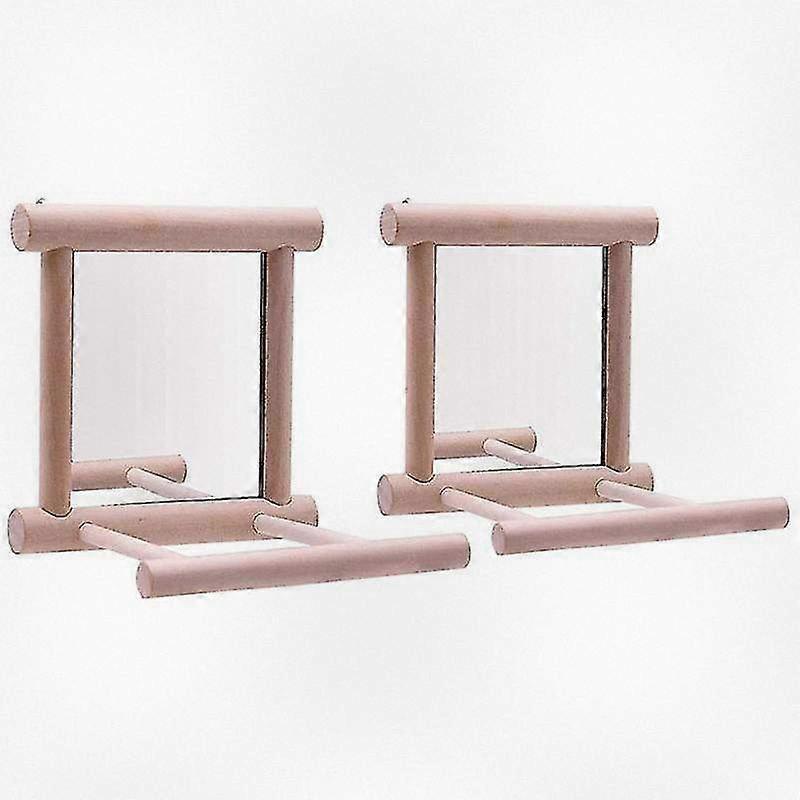 2 Sets of Swaying Bird Mirrors with Perches for Parrots and Other Birds, Perfect for Bird Stands