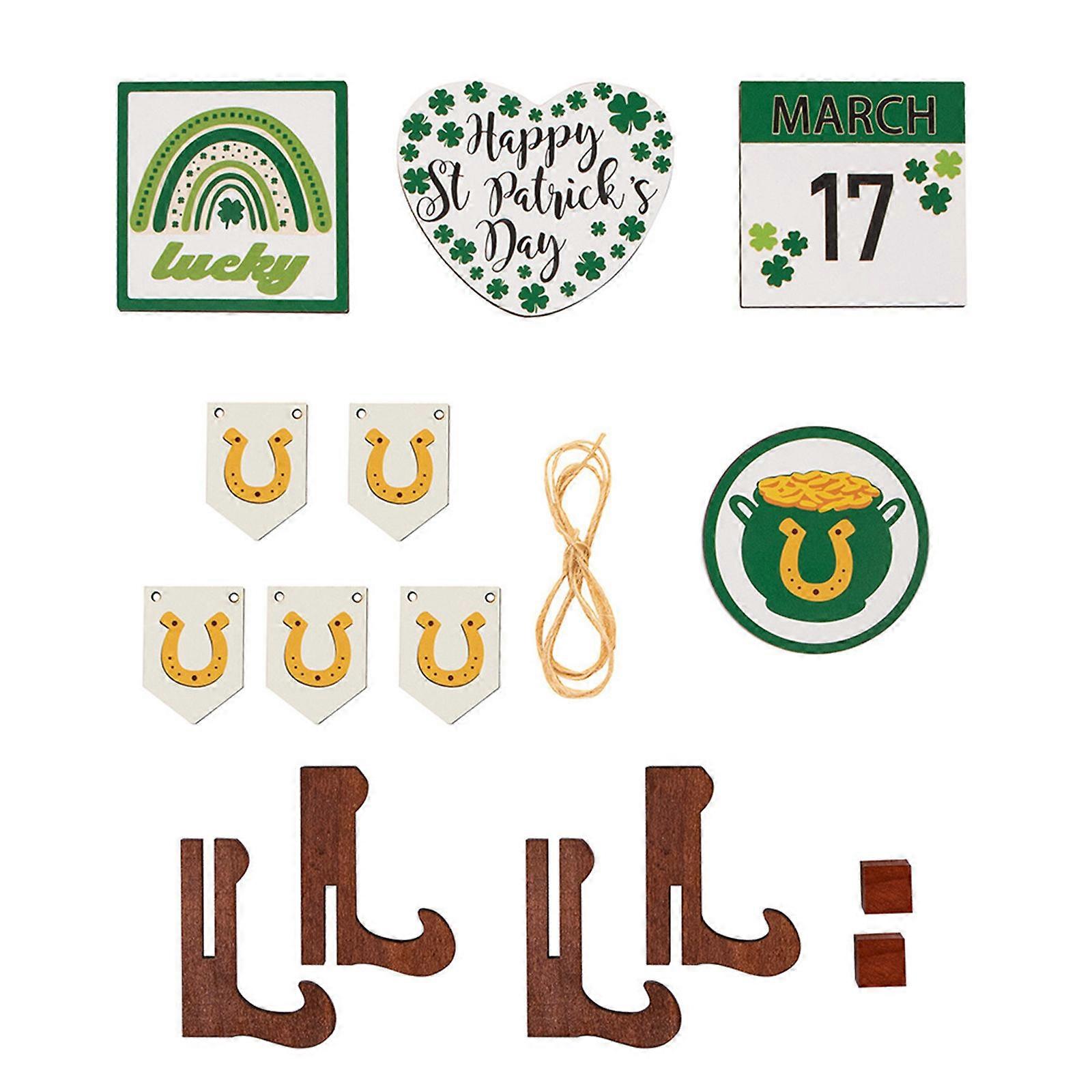 Patrick's Day Tiered Tray Decorations Set Mini Banners Happy Patricks Day Cards Farmhouse Decorative Trays