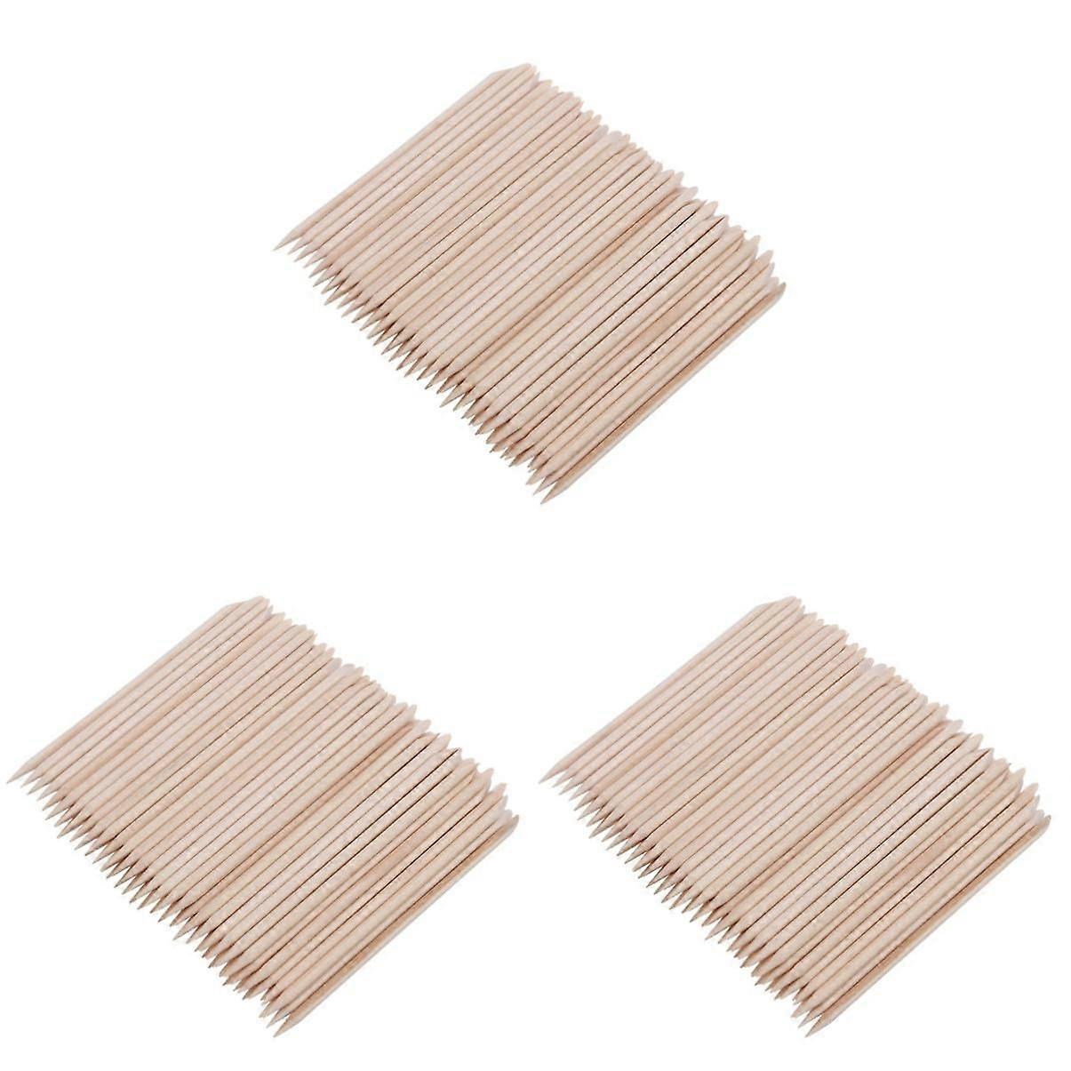 Orange Stick Nail Art Polish Remover Cuticle Sticks Set of 3 with 100 Wooden Softener Sticks for Nails Care