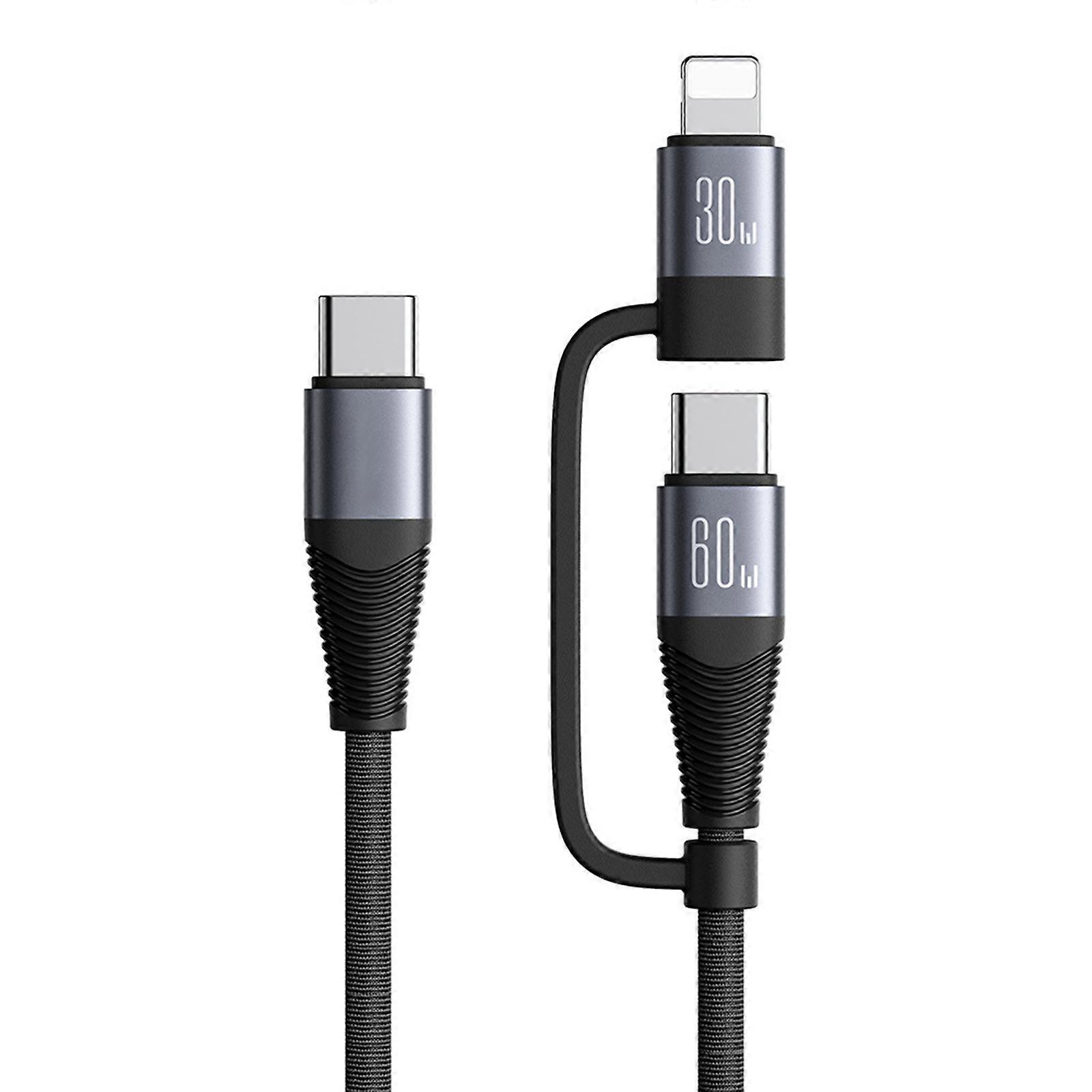 4 in 1 Fast Charging Cable PD60W USB Cable Type C 8Pin Connectors Fast Charging Data Cable For Cellphone Tablet
