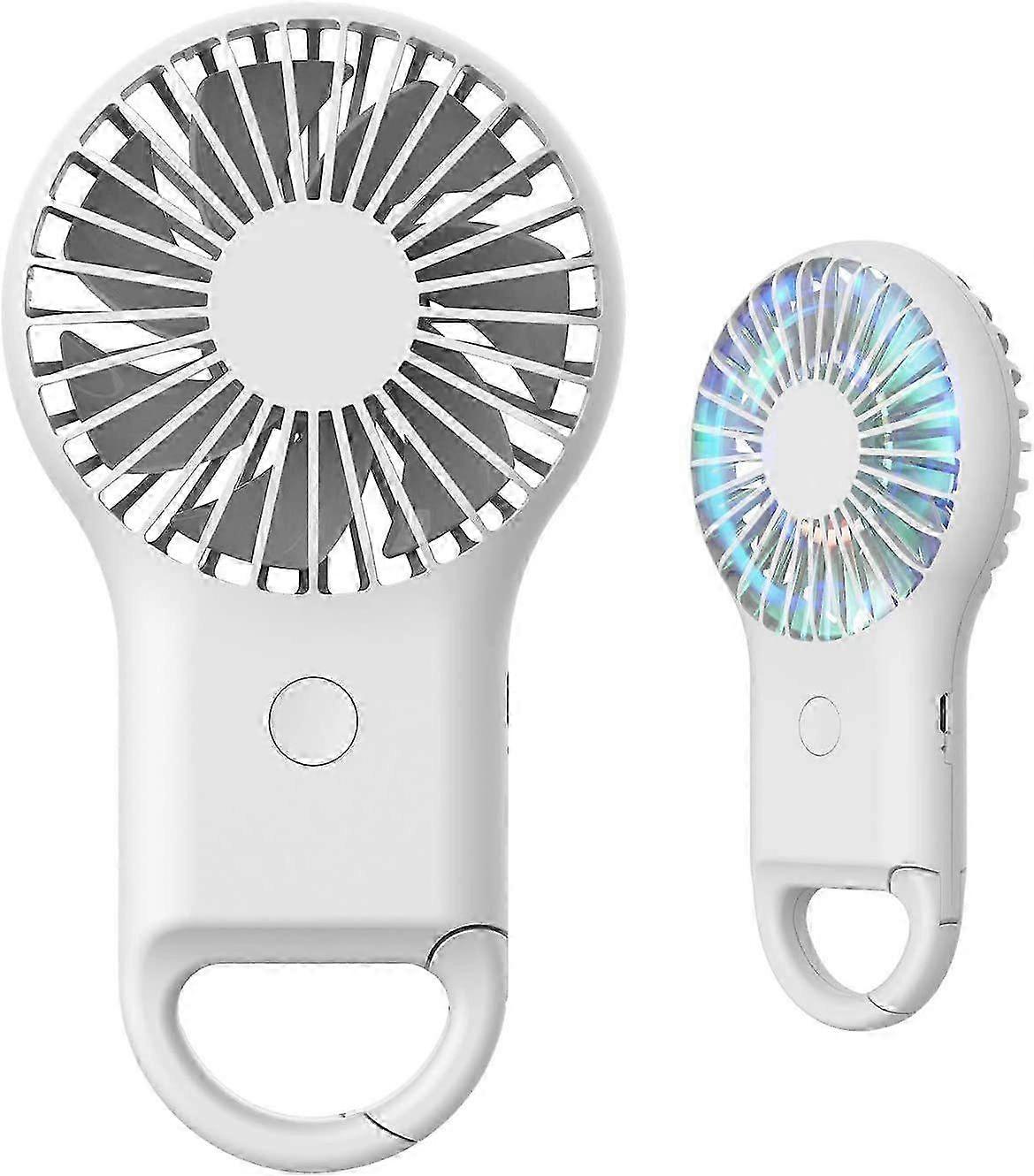 2025 Super Mini Fan, Handheld & Portable Usb Rechargeable Fan With Hook, Small And Quiet, Beautiful Led Light, 3 Adjustable Speeds (White)