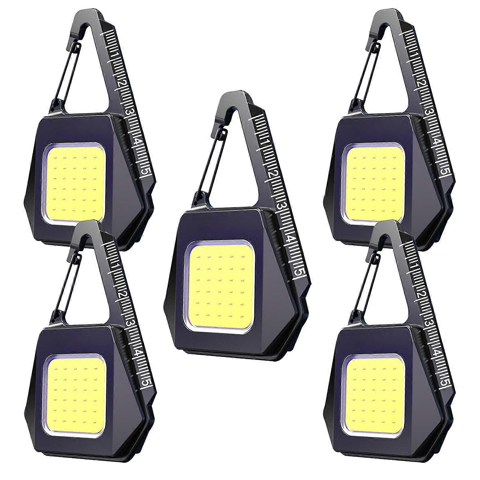 Mini Torch Key Ring Work Light LED Battery Magnetic Inspection Lights Rechargeable EDC Key Ring Small LED Light Emergency Light 650LM (Pack of 5)
