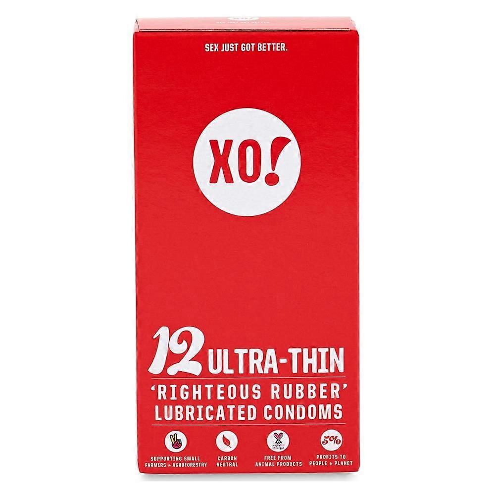 XO! 12 واقيا ذكريا نباتيا فائق النحافة من اللاتكس الطبيعي المحايد لثاني أكسيد الكربون