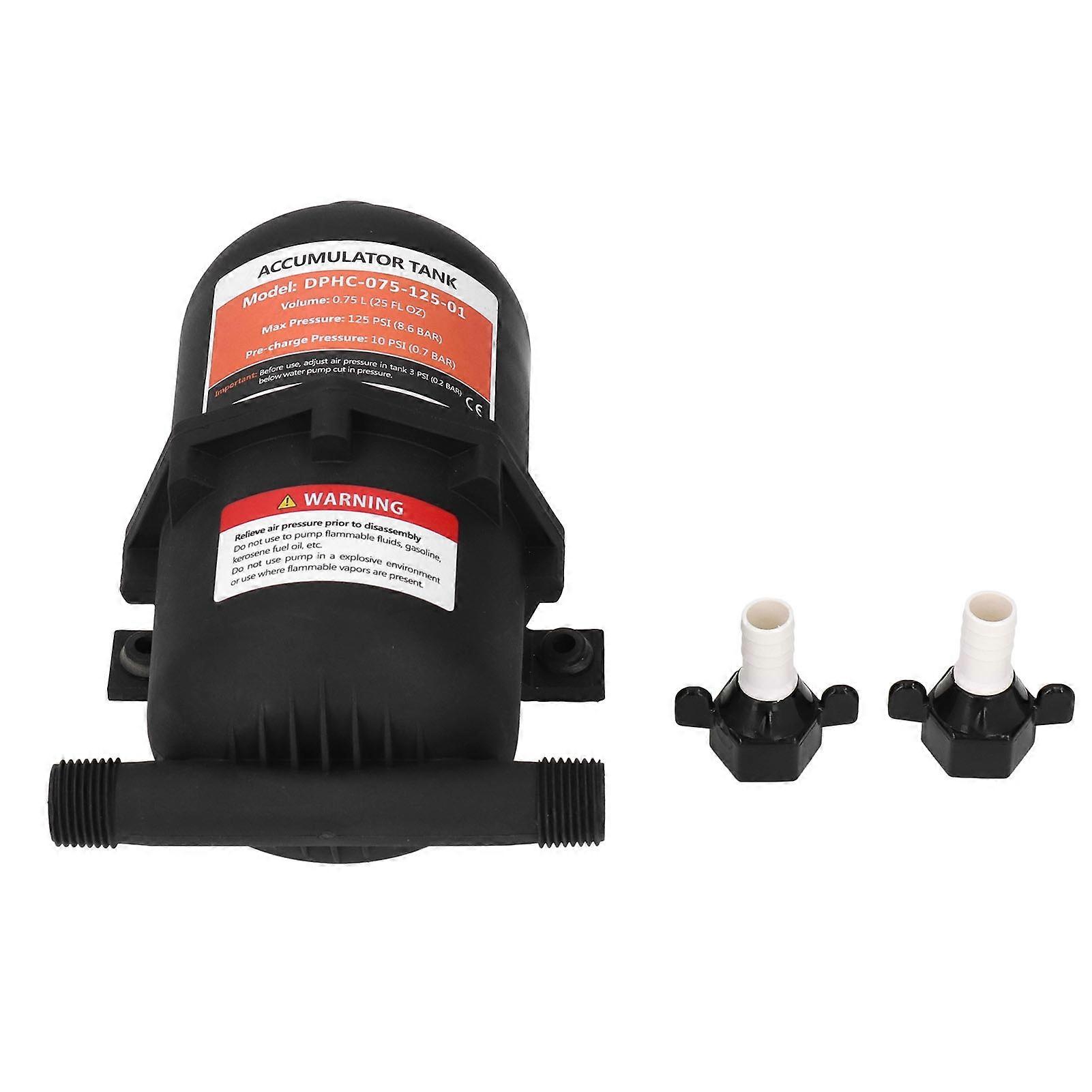 RV Accumulator Tank, 0.75L Maximum 125PSI Air Conditioning Tank 1/2MNPT Port Fitting RV Boat Travel Trailers Caravans Pump Accessories