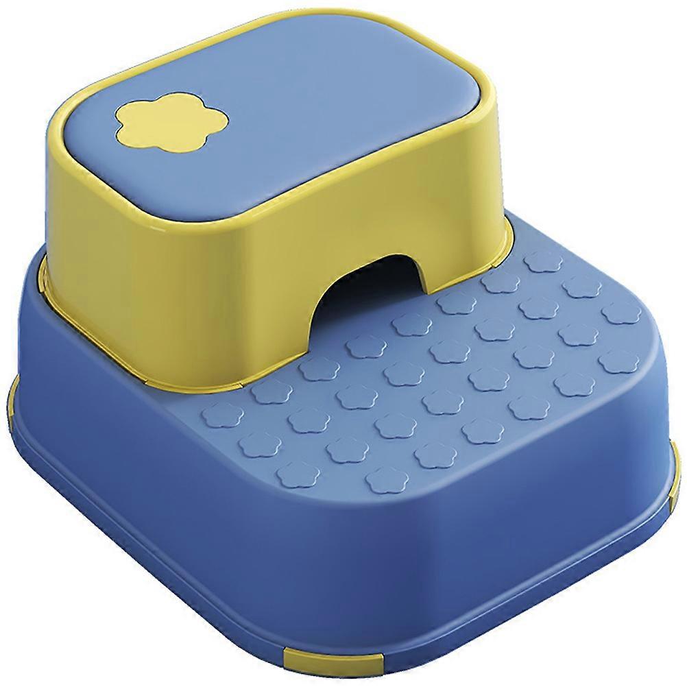 Step Stool with Non Slip Pads for Bathroom Kitchen Use Lightweight Compact Design for Toilet Training and Daily Use Blue Yellow Combo
