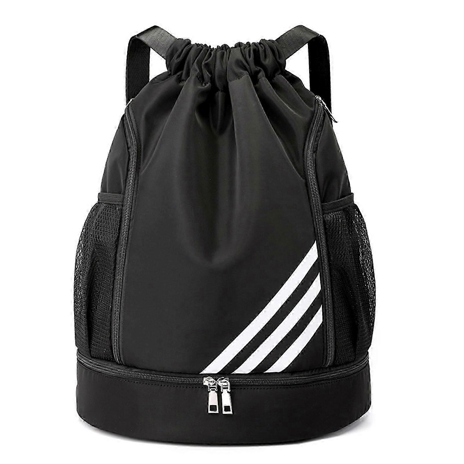 Mochila de cordão à prova d'água Bolsa de ginástica esportiva com compartimento para sapatos, mochila com cordão à prova d'água
