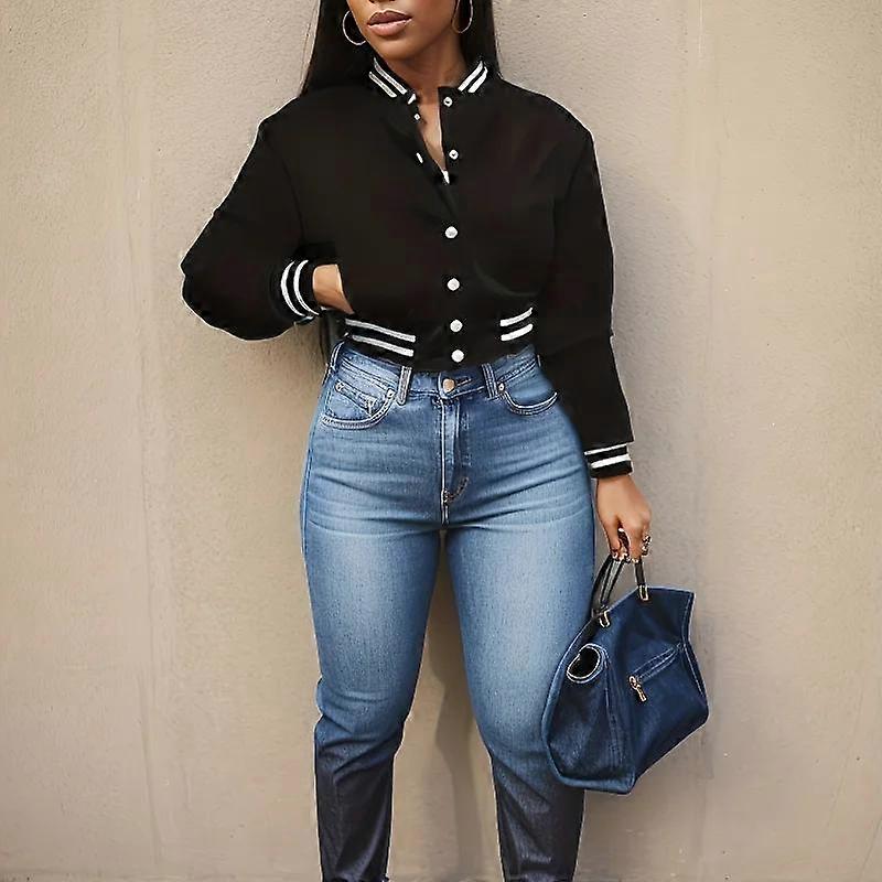 Spring and Autumn European and Women's Pure Color Jacket Single-breasted Baseball Jacket Jacket