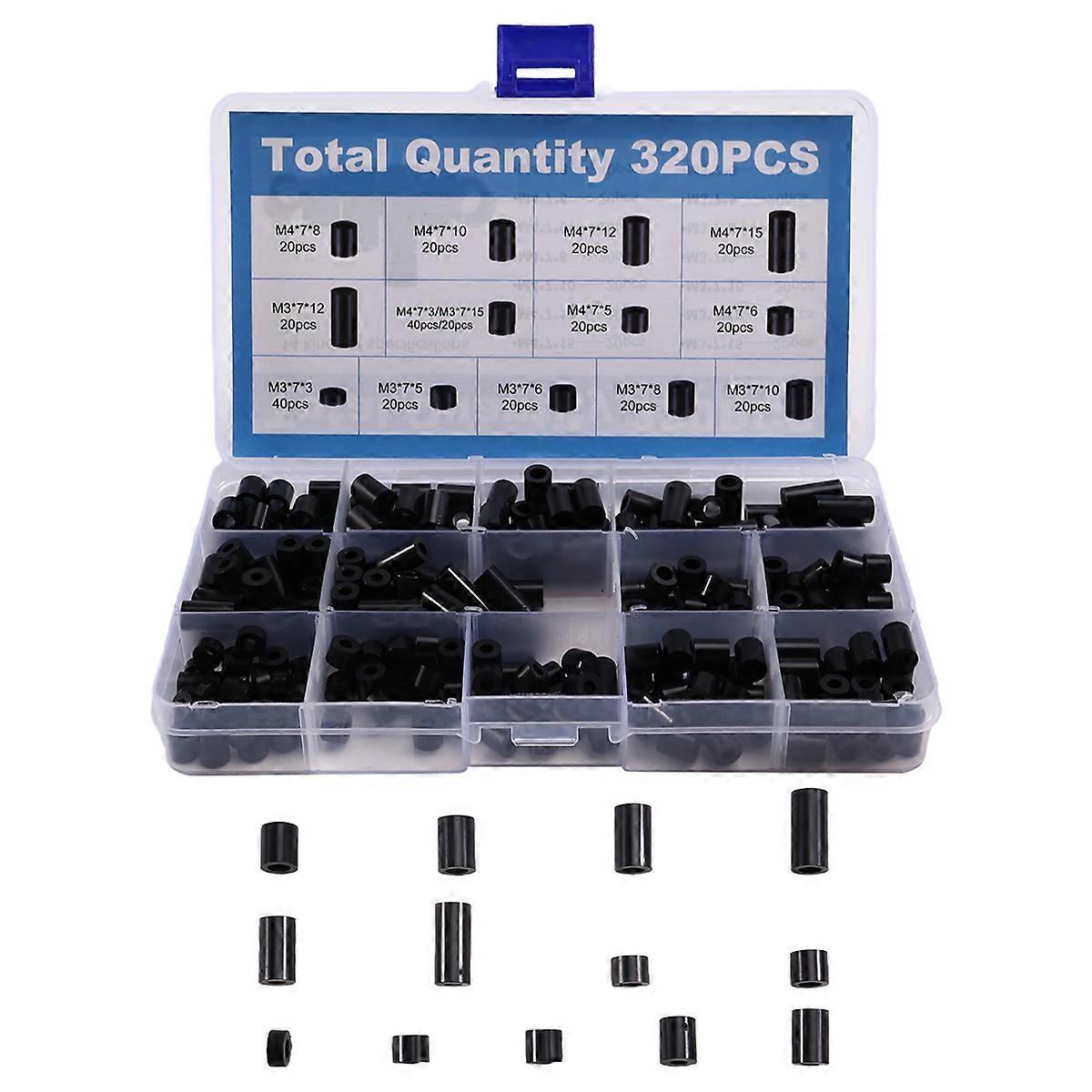 320 Pcs Straight-Through Hollow Plastic Isolation Column Straight-Through Column Sleeve Insulating