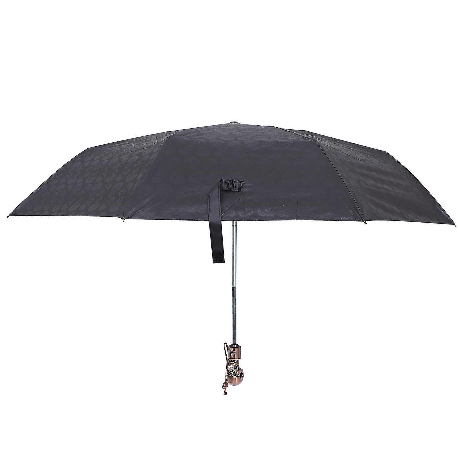 Compact Foldable Skull Handle Umbrella with UV Protection for Rainy and Sunny Days – Durable Travel Friendly Design