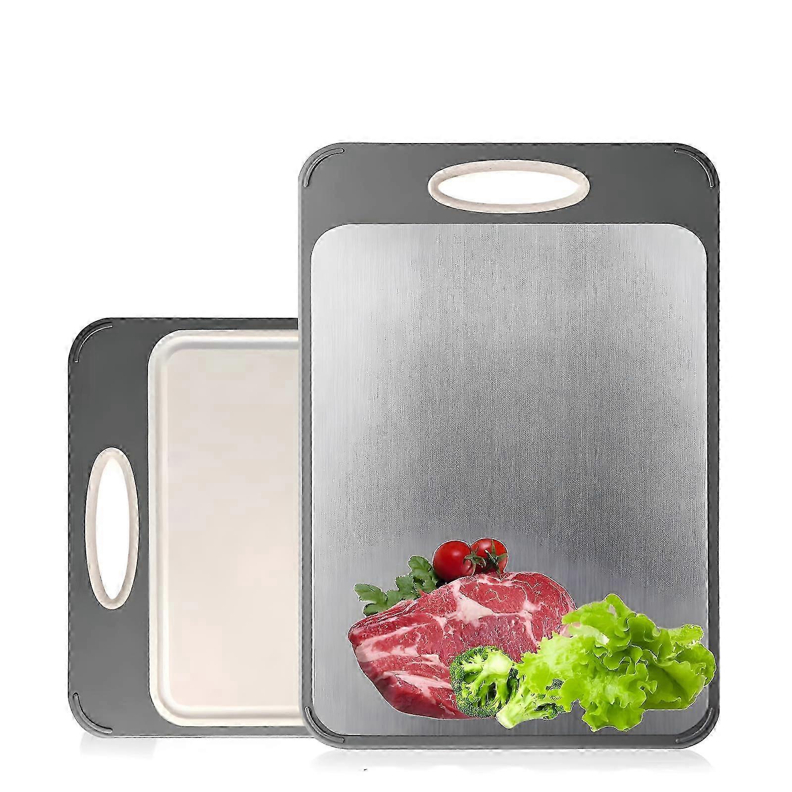 Planche à découper en acier inoxydable et paille de blé - Planche en acier 304 et PP à 2 faces