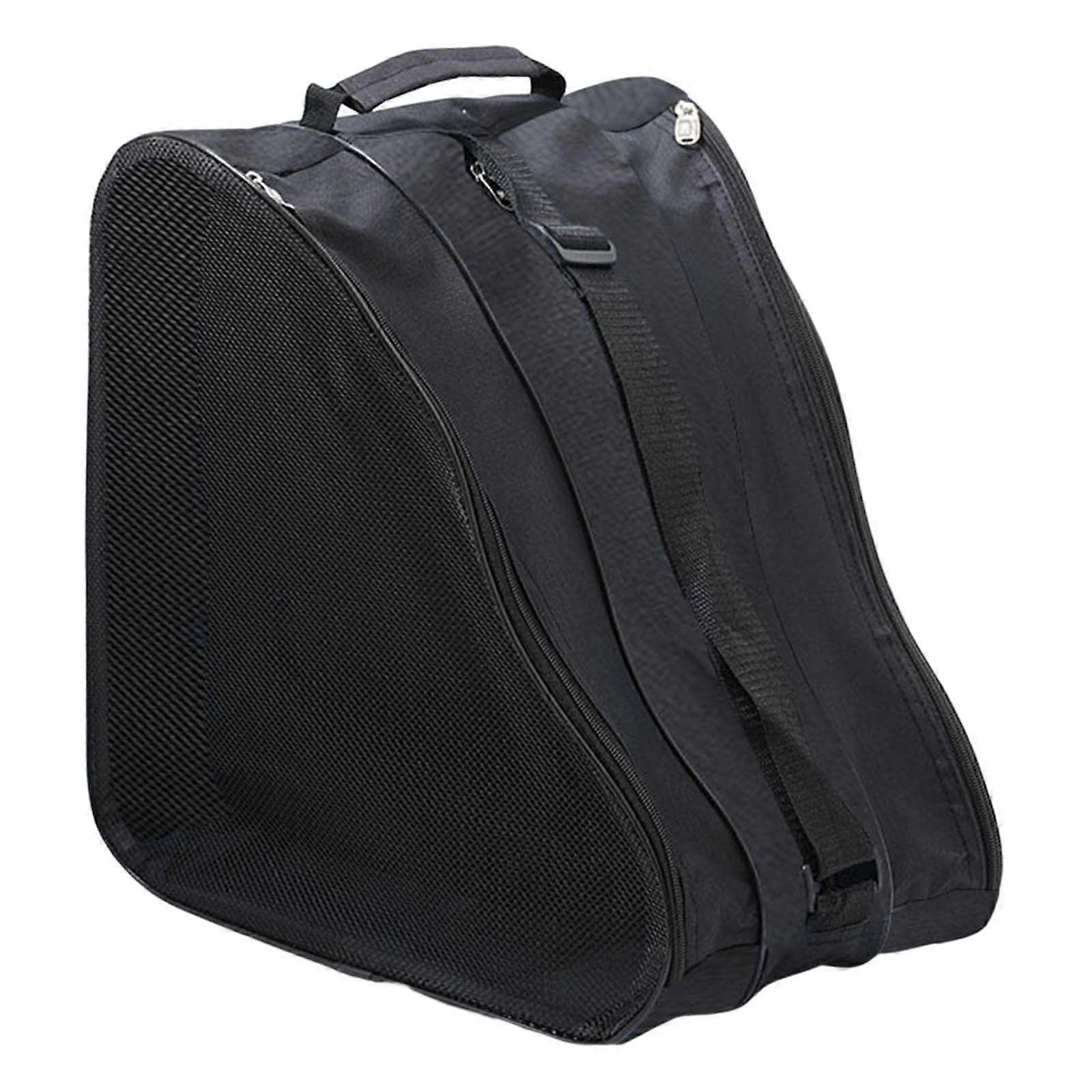 Portable Ice Skating Bag With Shoulder Strap, Top Handle, Adjustable Holder, Black, Unisex Storage Bag For Scooters