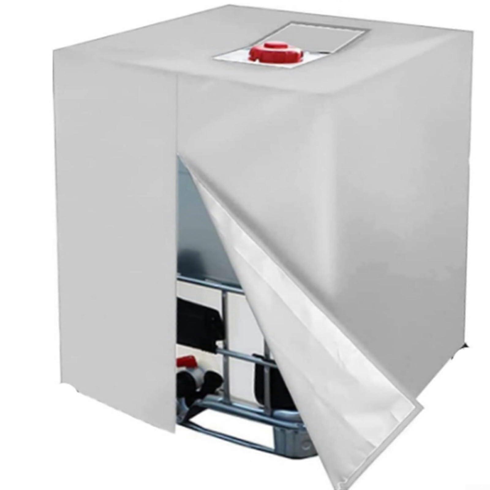 210D IBC-Tankabdeckung, 120 × 100 × 116 cm, Polyester, wasserdicht, IBC-Fasstankabdeckung, 1000 l Wassertankabdeckung (silberfarben) silbrig