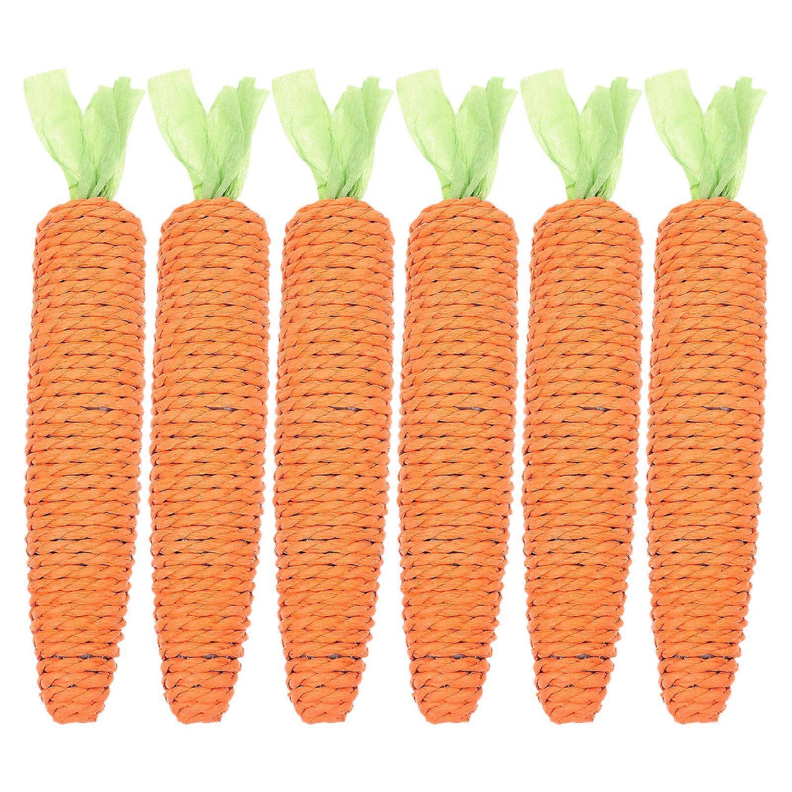 6pcs Carrot Shaped Cat Chew Toys for Teething, Teeth Cleaning and Playtime – Natural Material for Feline Oral Care and Entertainment