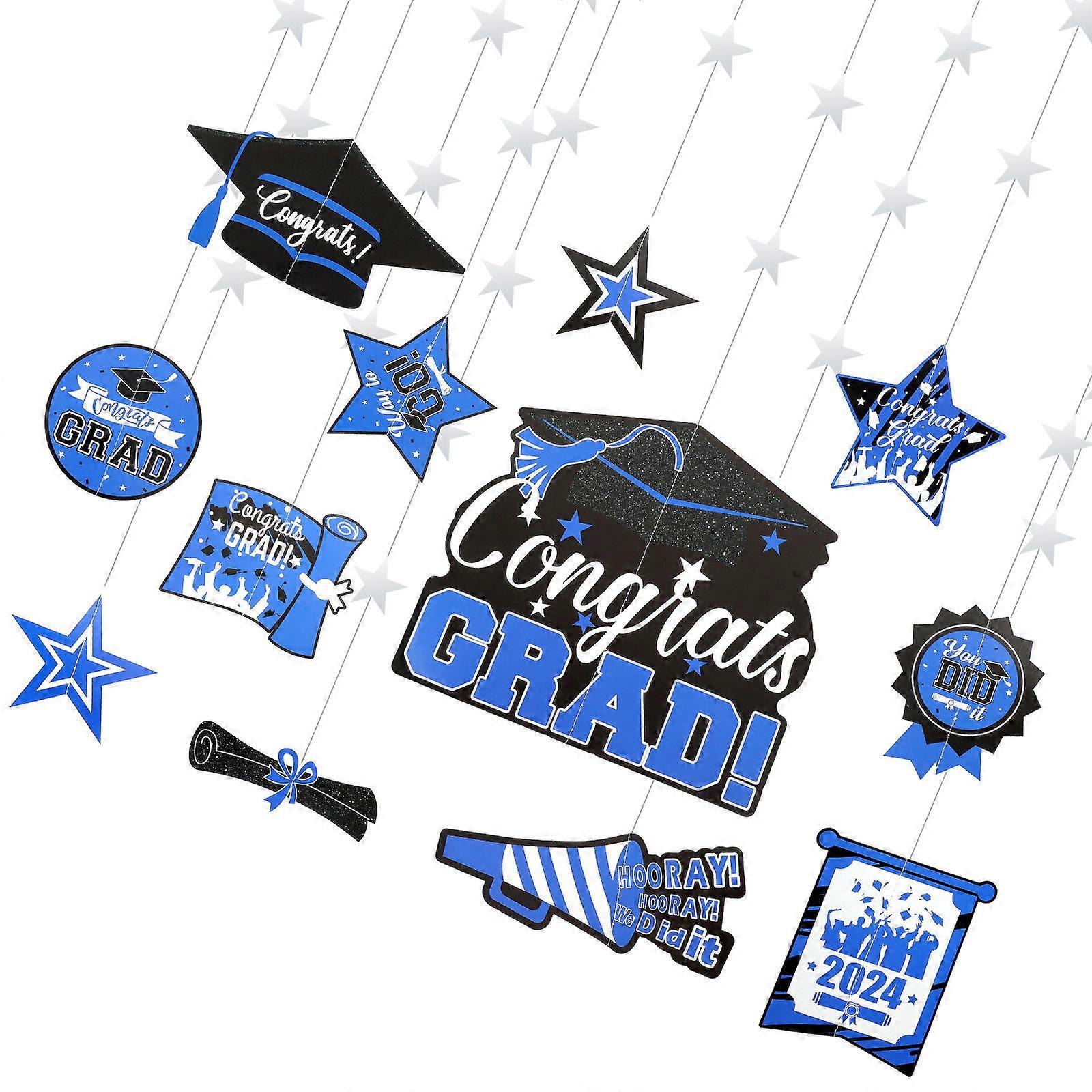 Graduation Wall Decor Pendants for Graduation Party Colorful Ribbon Design 12Pcs