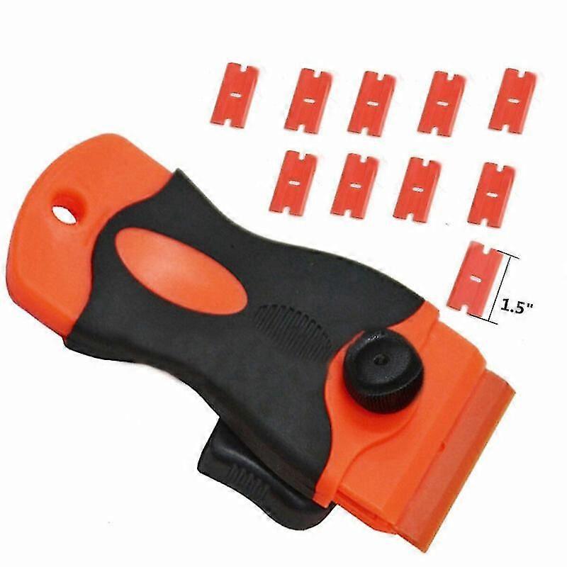 Plastic Double Edged Sticker Scraper with 10Pcs Razor Blades for Removing Glue