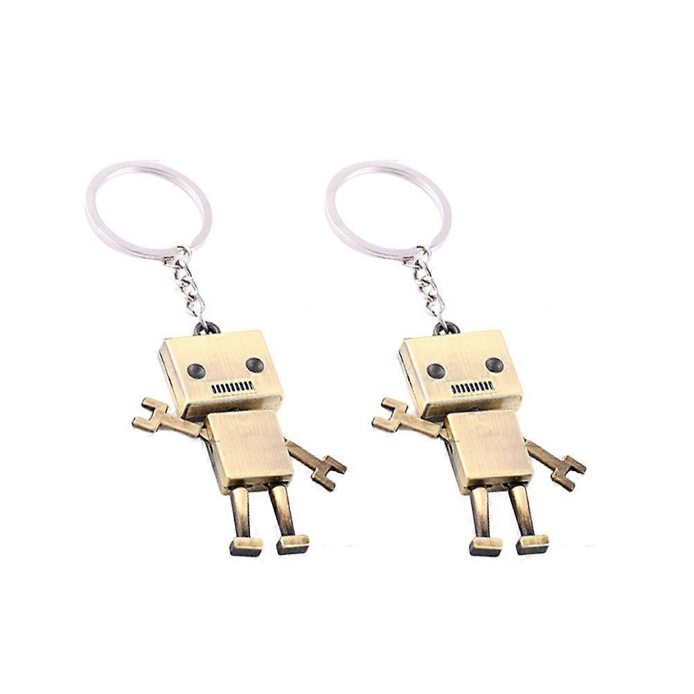 Cute Key Chain Robot Keychains Creative Style Accessories For Car Key Decoration Bronze 2Pcs